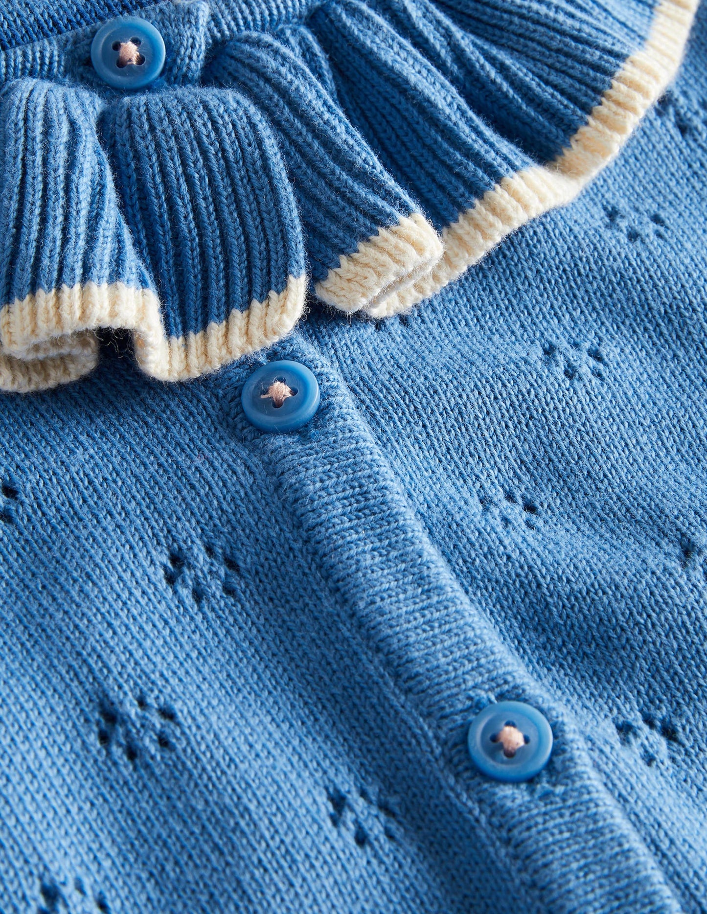 Pointelle-Cardigan mit Kragen-Elisabethanisches Blau