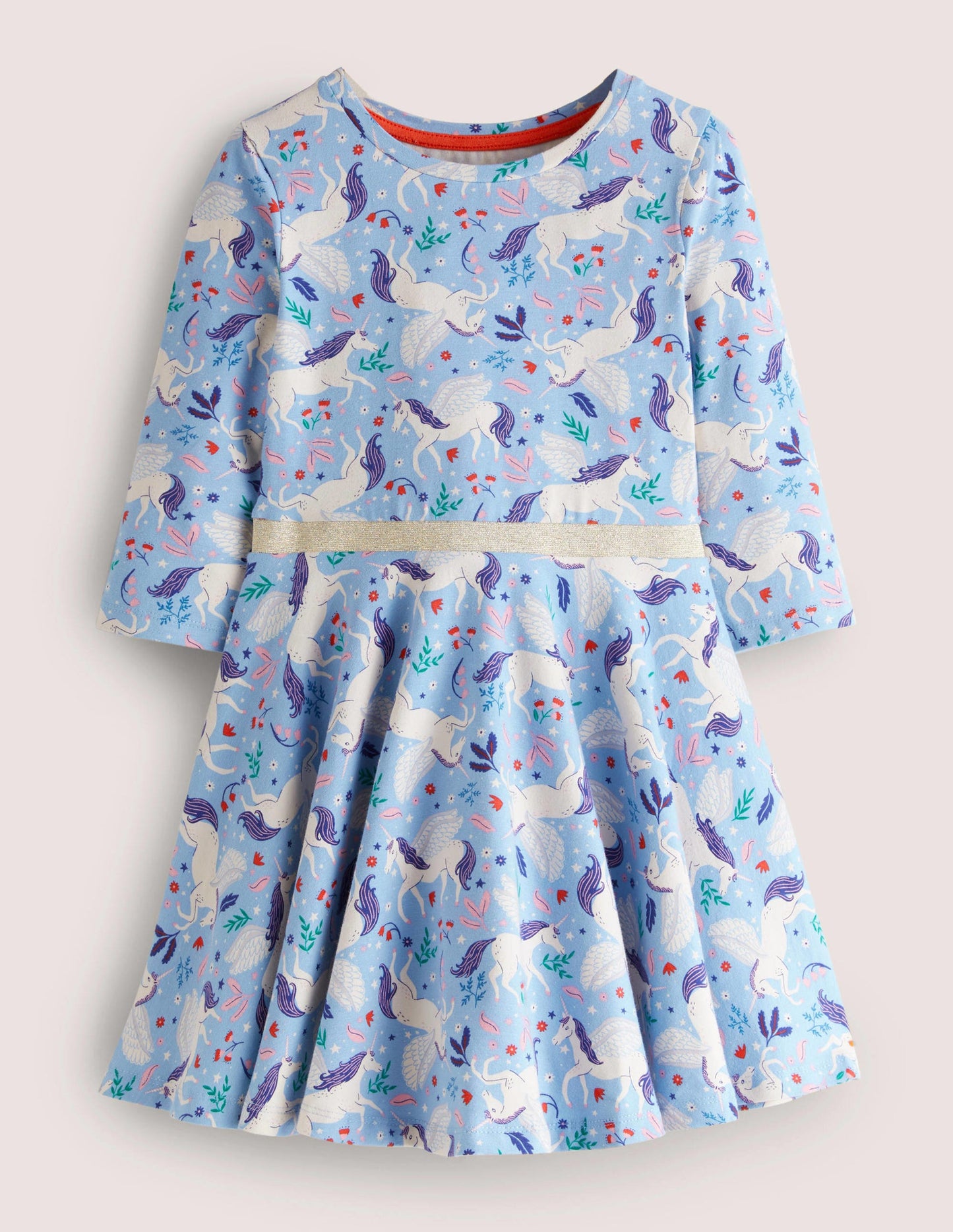 Skaterkleid mit Tellerrock-Graublau, Magische Einhörner