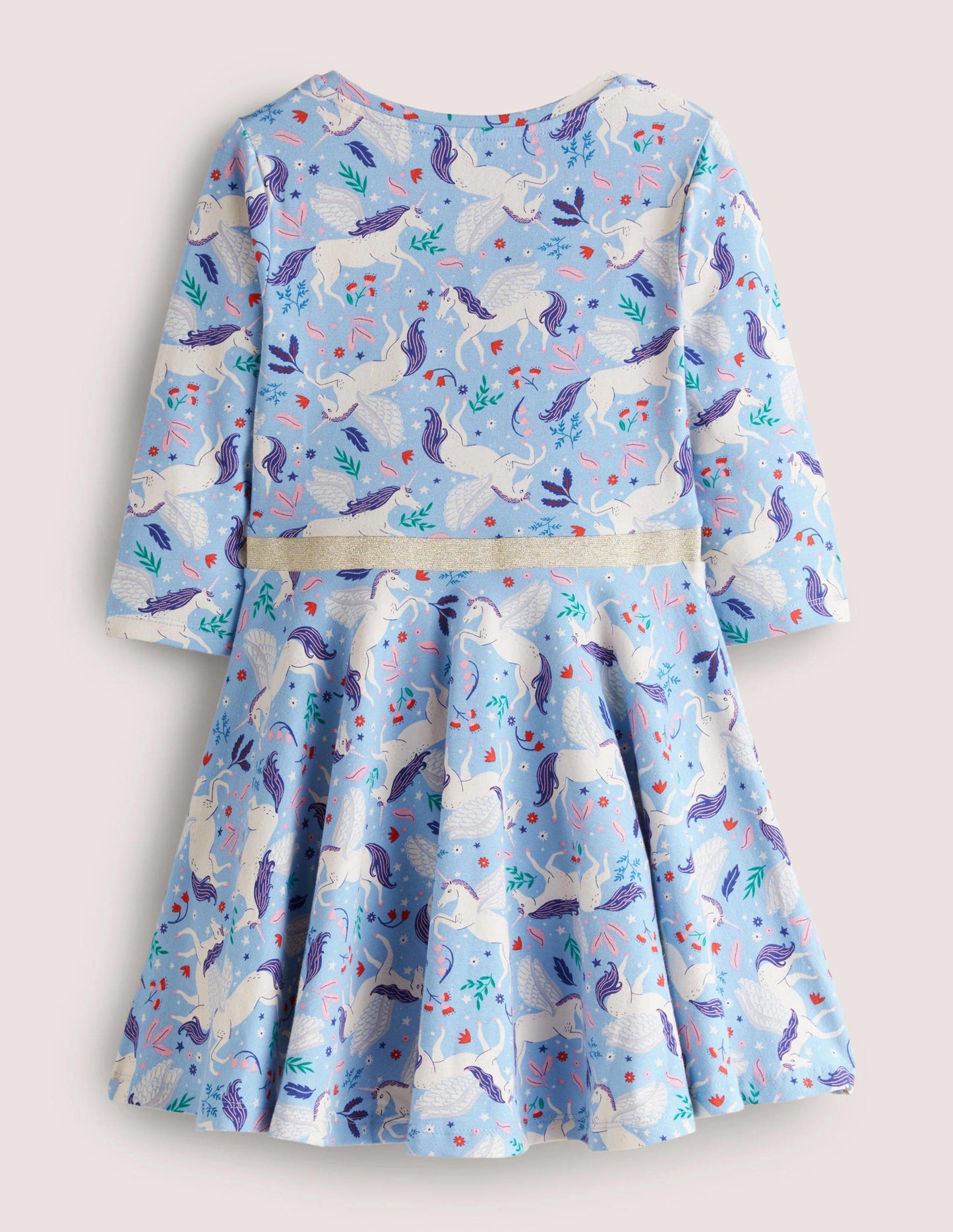 Skaterkleid mit Tellerrock-Graublau, Magische Einhörner