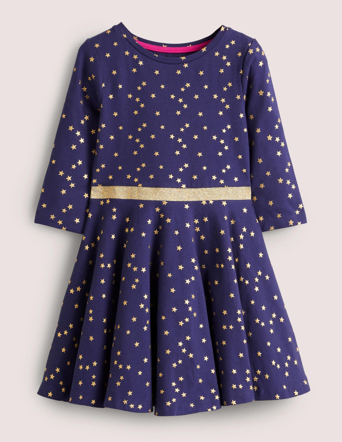 Skaterkleid mit Tellerrock-Dunkles Segelblau/Gold, Stern