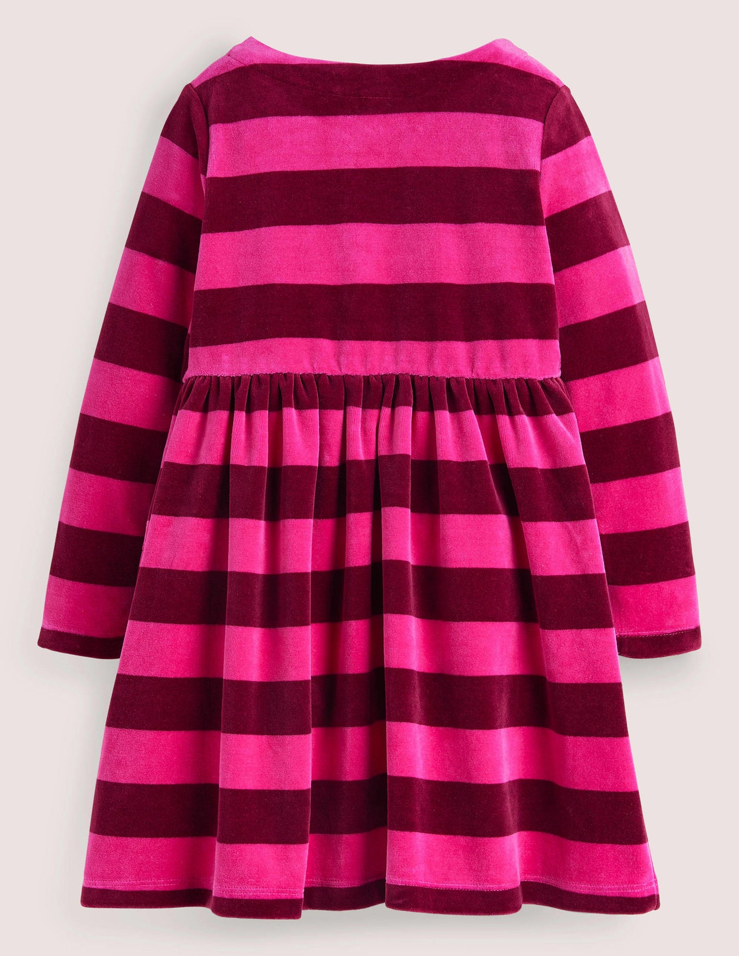 Gestreiftes Velourskleid-Knallpink/Pflaumenviolett