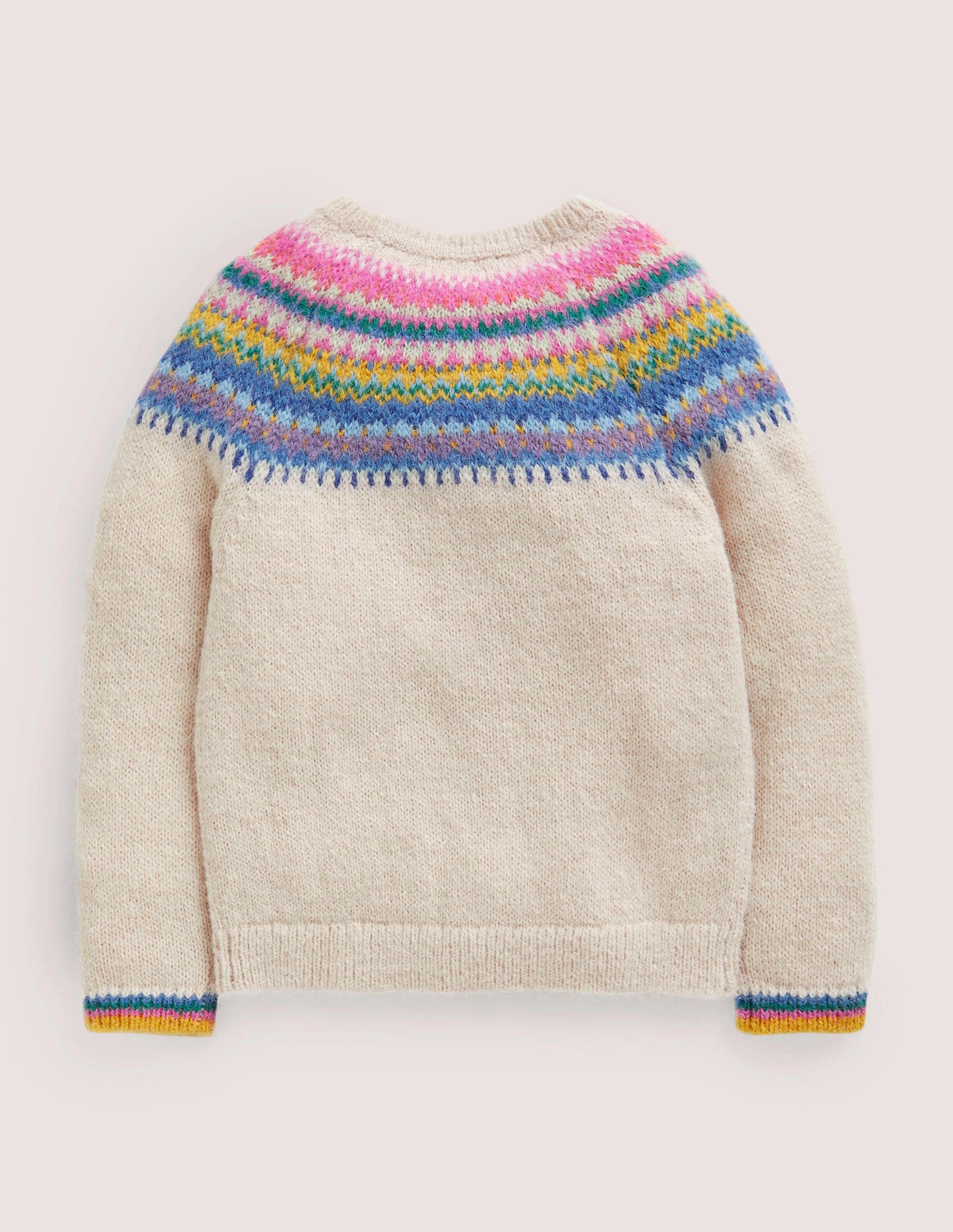 Cardigan mit Fair-Isle-Passe-Ecru Meliert, Bunte Passe
