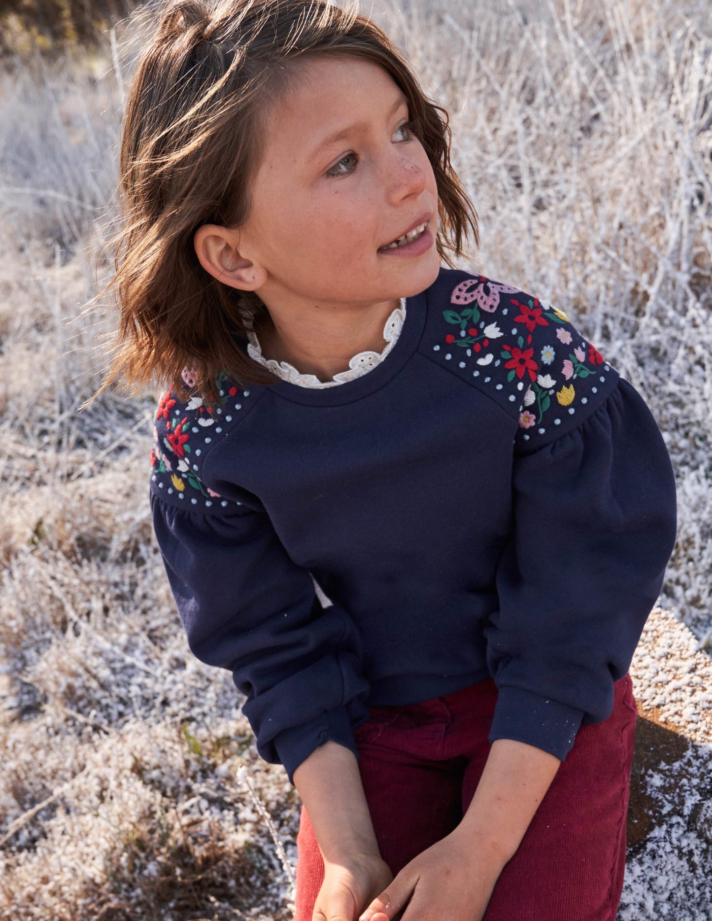 Besticktes Sweatshirt-Schuluniform-Navy