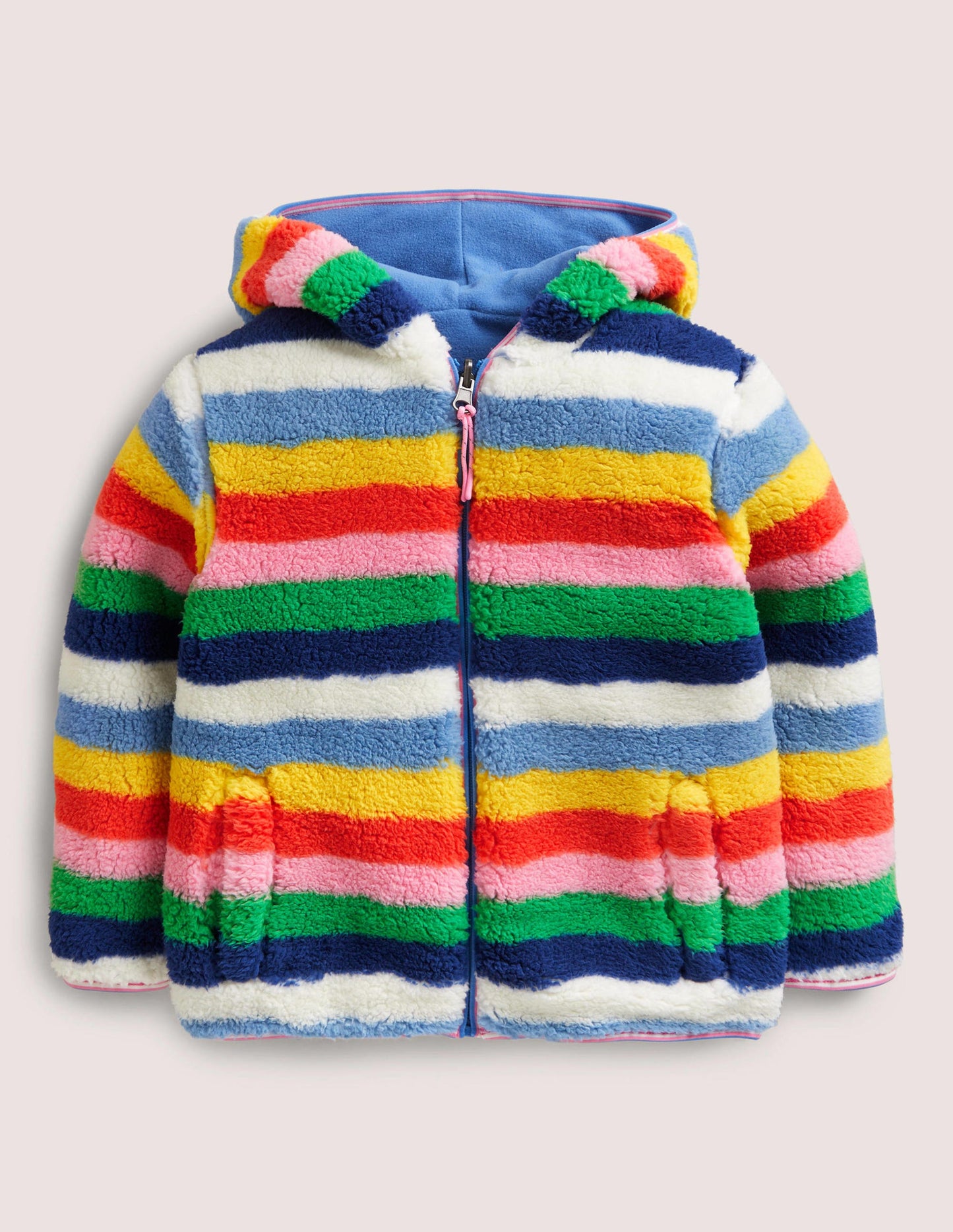 Gemütlicher Wende-Hoodie aus Fleece-Blau/Bunt, Gestreift