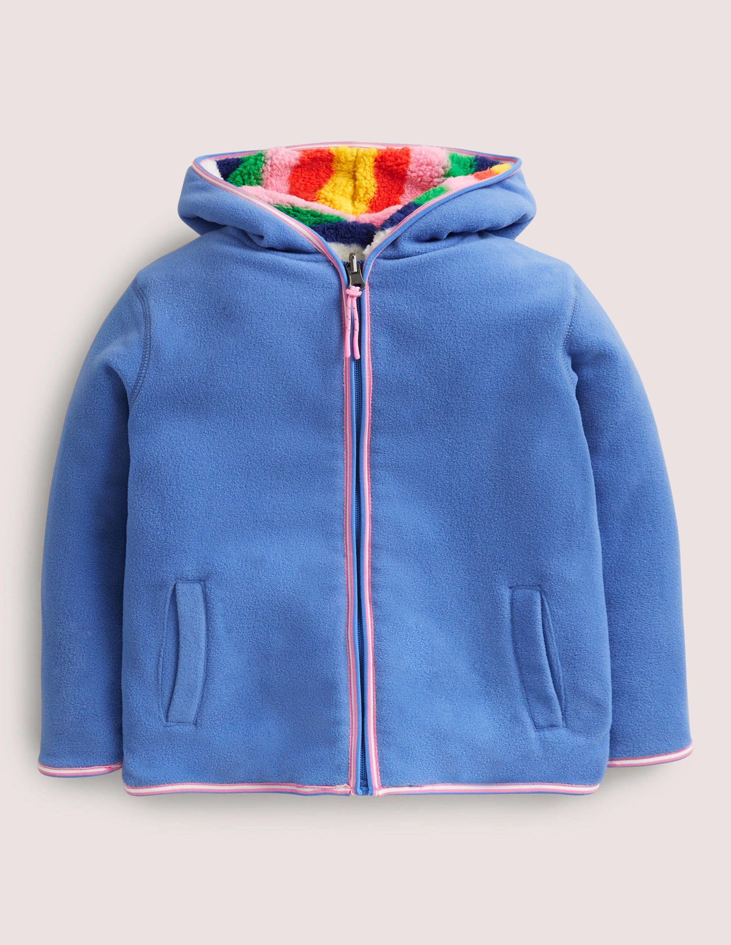 Gemütlicher Wende-Hoodie aus Fleece-Blau/Bunt, Gestreift