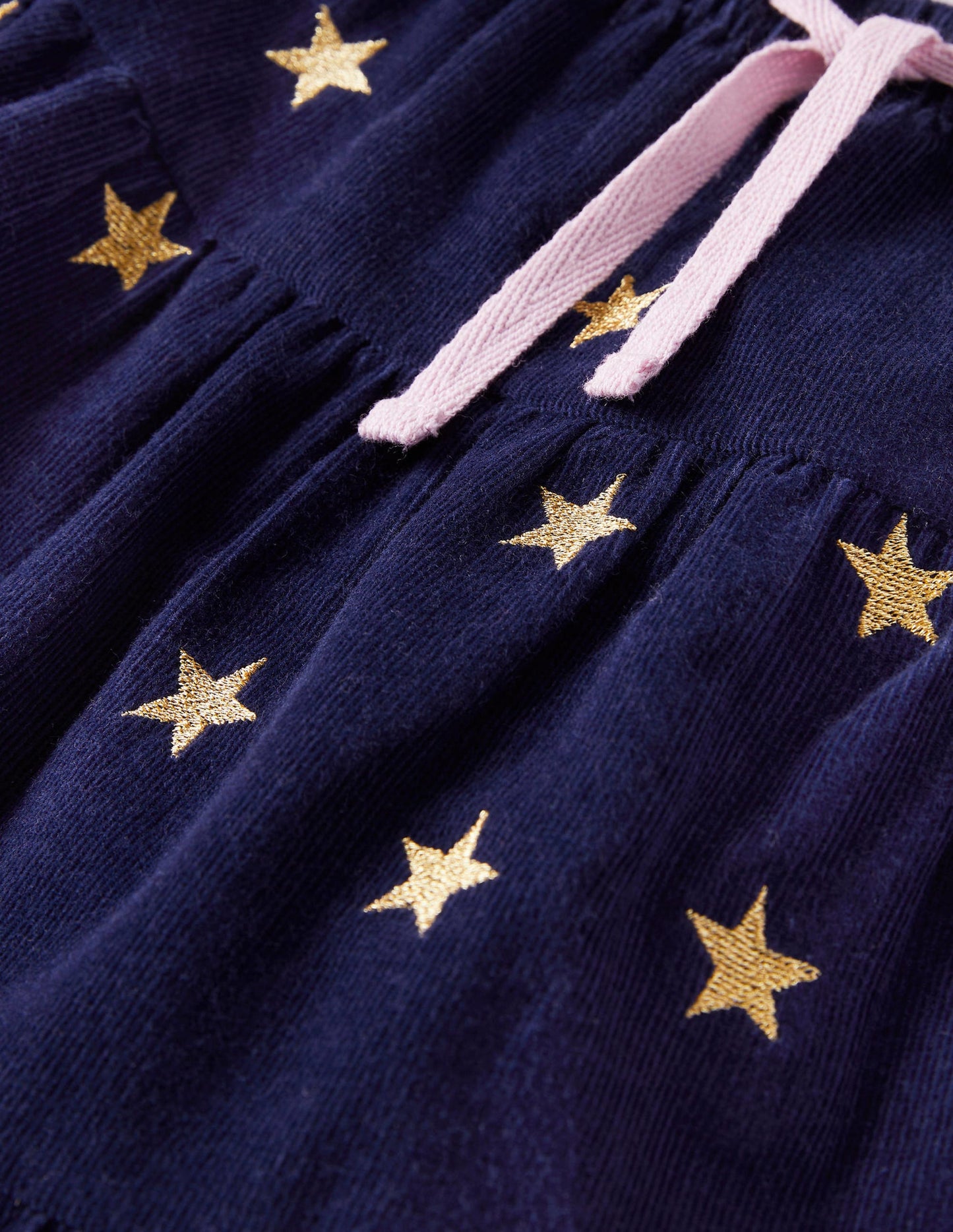 Bestickter Midi-Tellerrock-Schuluniform-Navy, Sterne