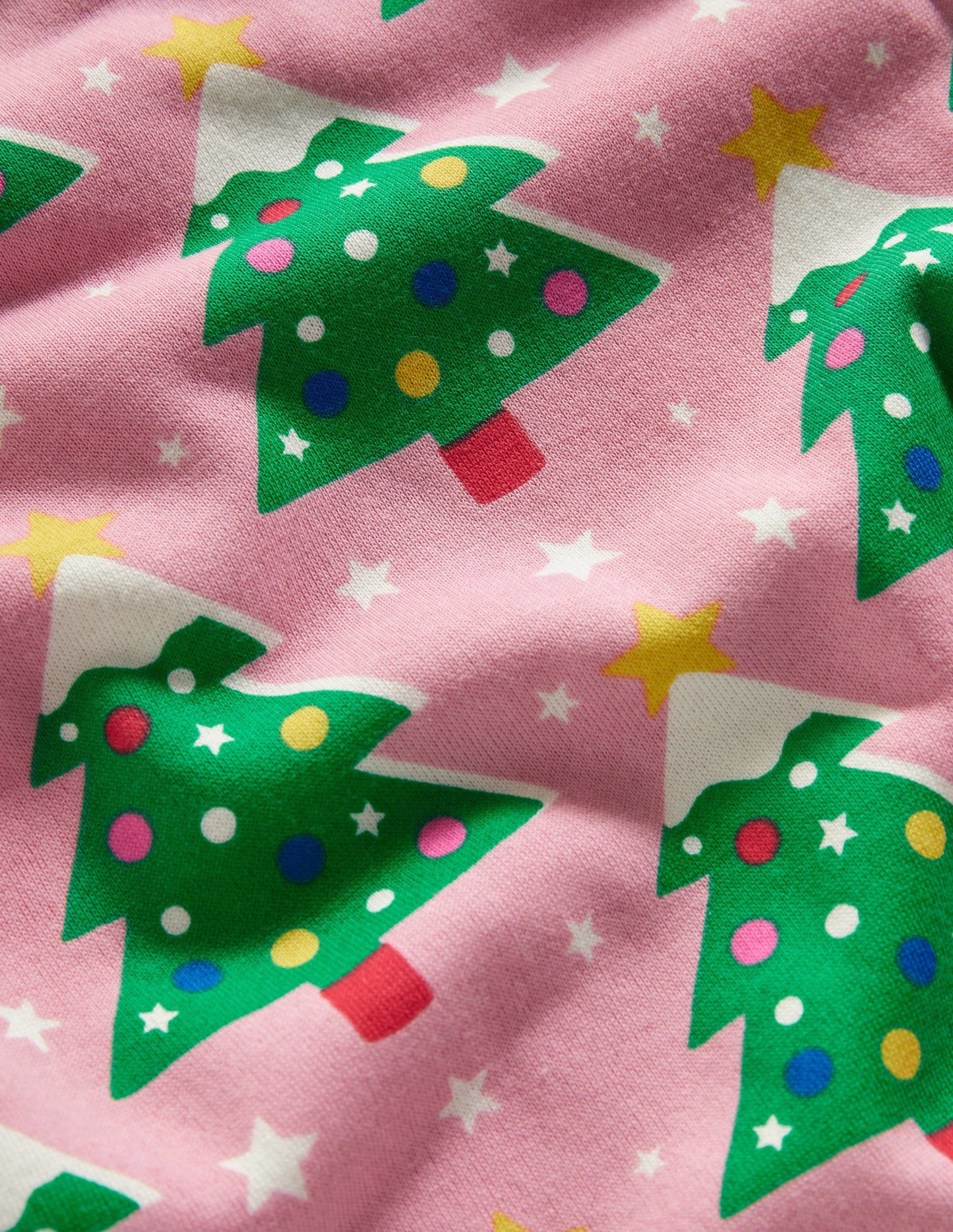 Festlich gemusterter Pullover mit Rundhalsausschnitt-Kirschblütenrosa, Weihnachtsbäume