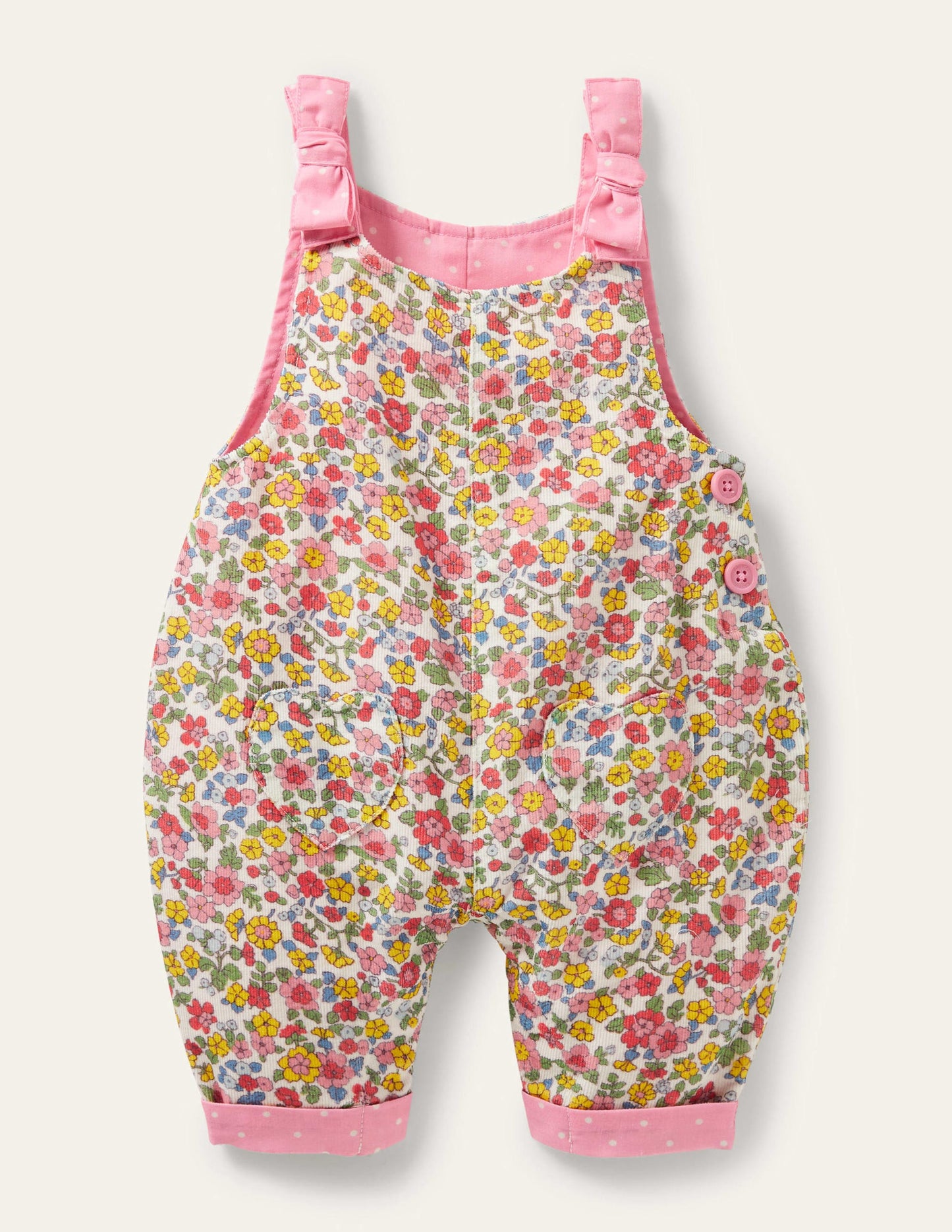 Pink Ditsy Floral Dungarees-Naturweiß, Wiesenblumen