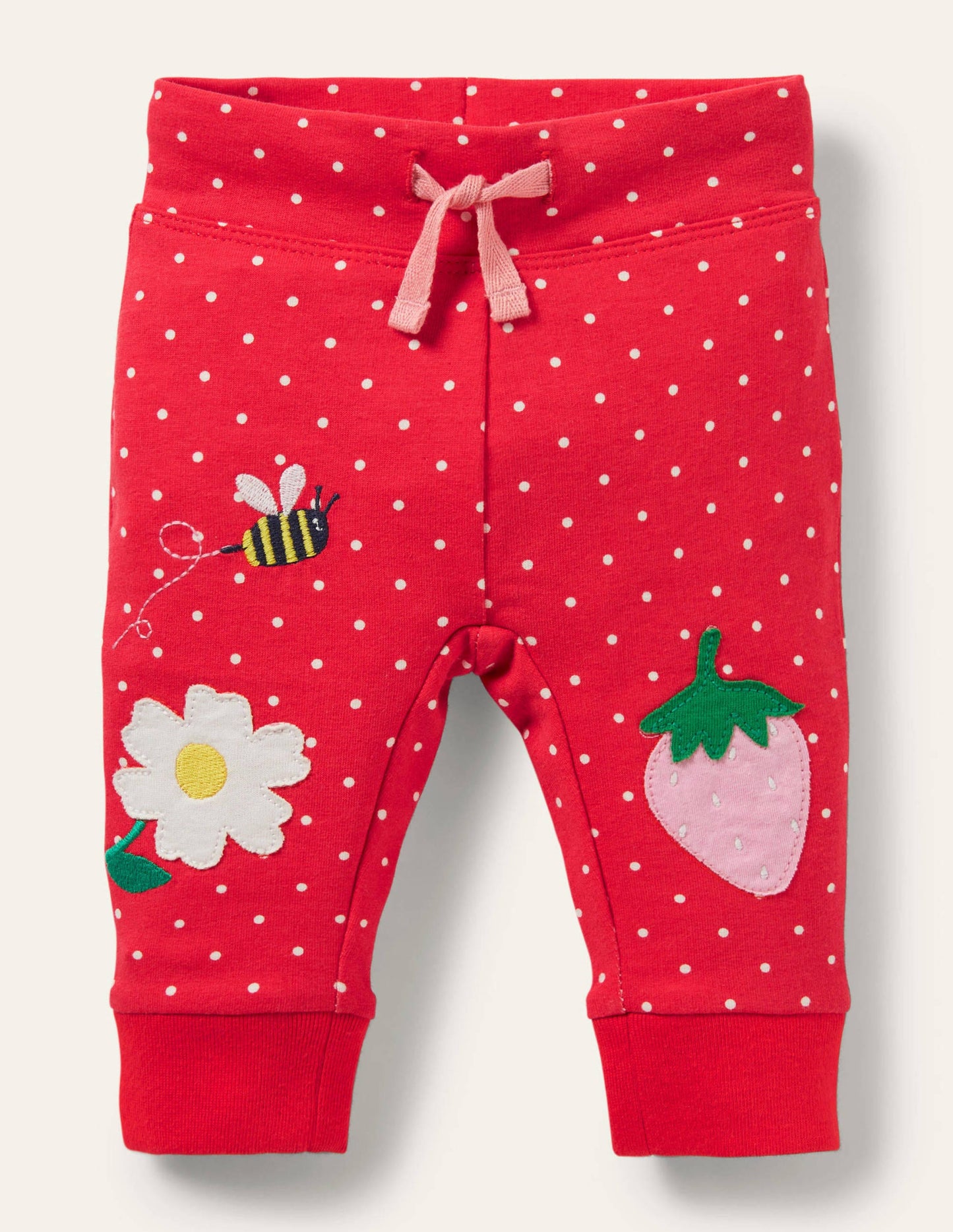 Jerseyhose mit Applikation-Erdbeerkuchen, Pünktchen
