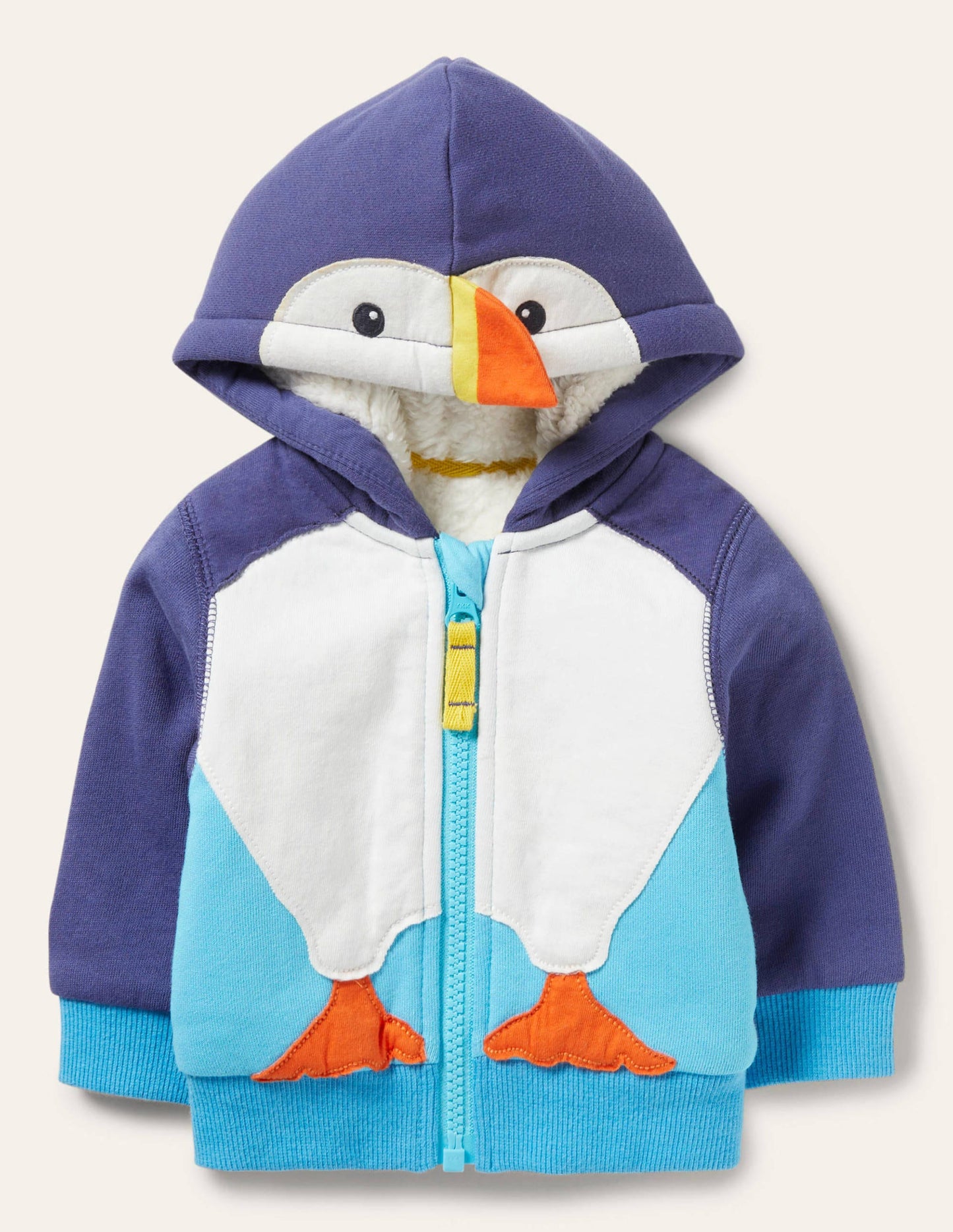 Hoodie mit Teddyfutter-Schuluniform-Navy, Papageitaucher