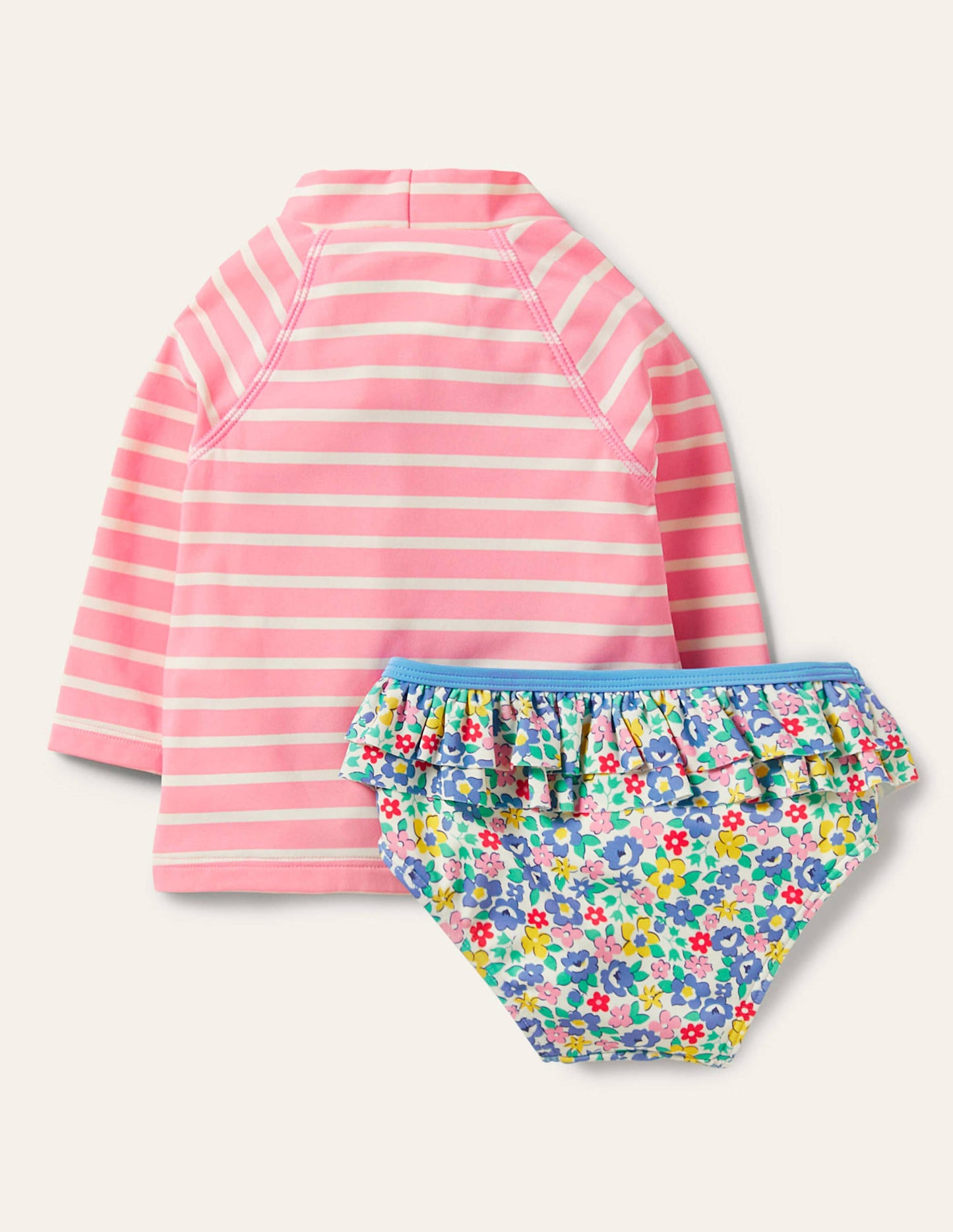Badeset mit USF-Langarmshirt-Limonadenrosa/Naturweiß, Enten