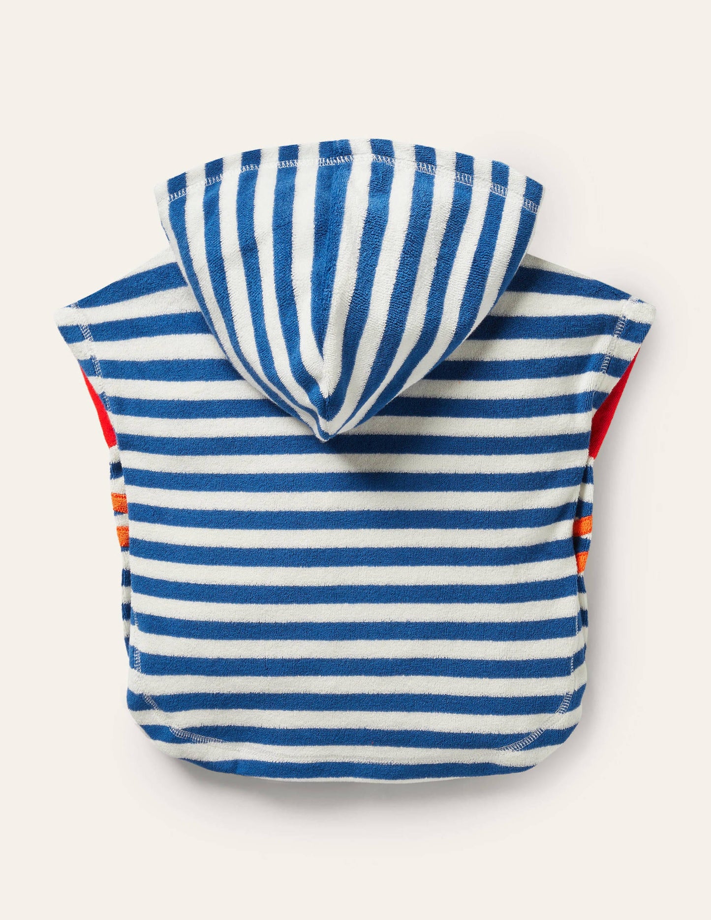 Frottee-Kapuzenponcho mit Krabbenmotiv-Marokkoblau/Naturweiß, Krabbe