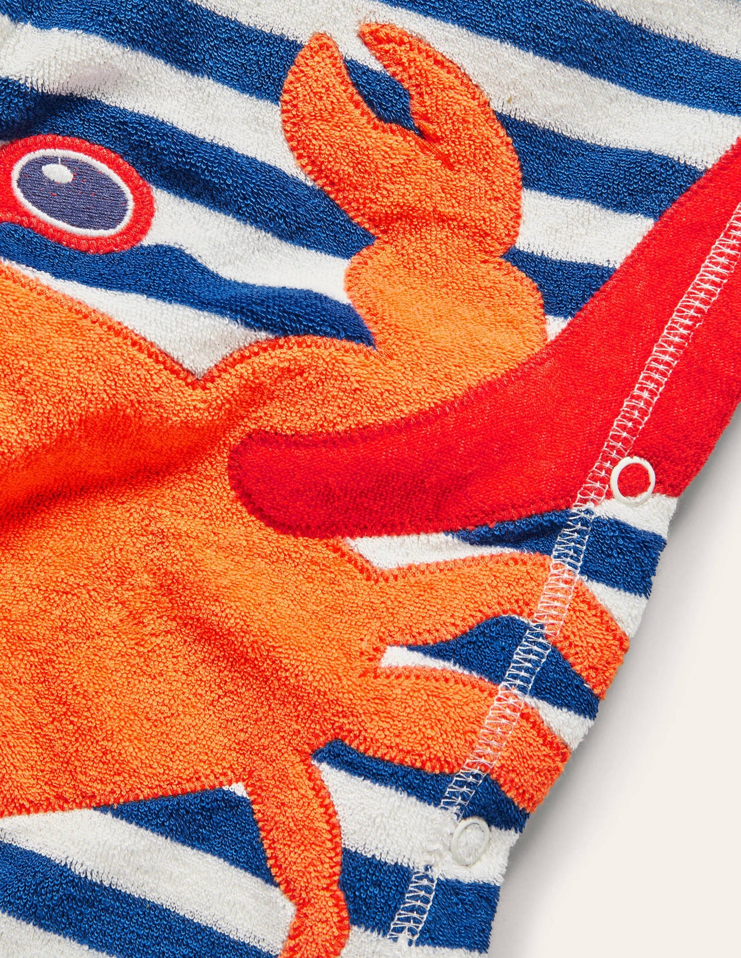 Frottee-Kapuzenponcho mit Krabbenmotiv-Marokkoblau/Naturweiß, Krabbe