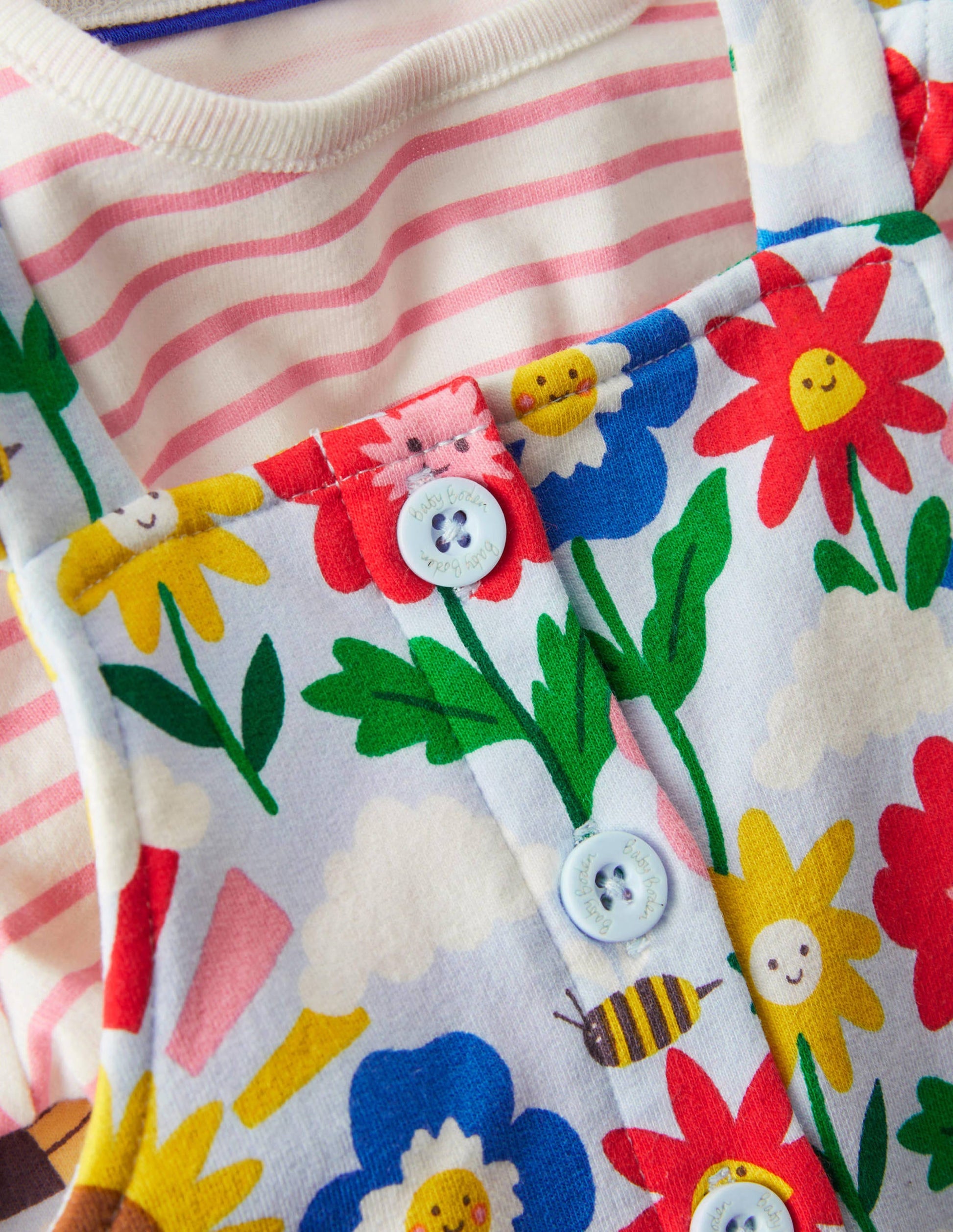 Jersey Dungaree Set-Multi Happy Flowers-3