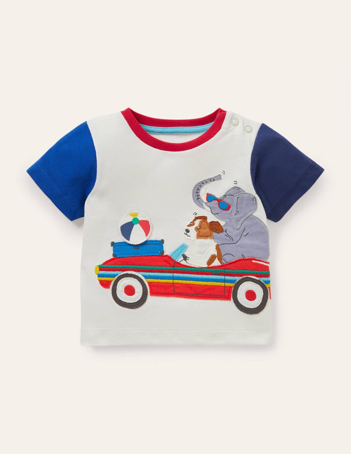 Jerseyoberteil mit Aufklappmotiv-Naturweiß, Regenbogenfarbene Flugzeuge und Heißluftballons