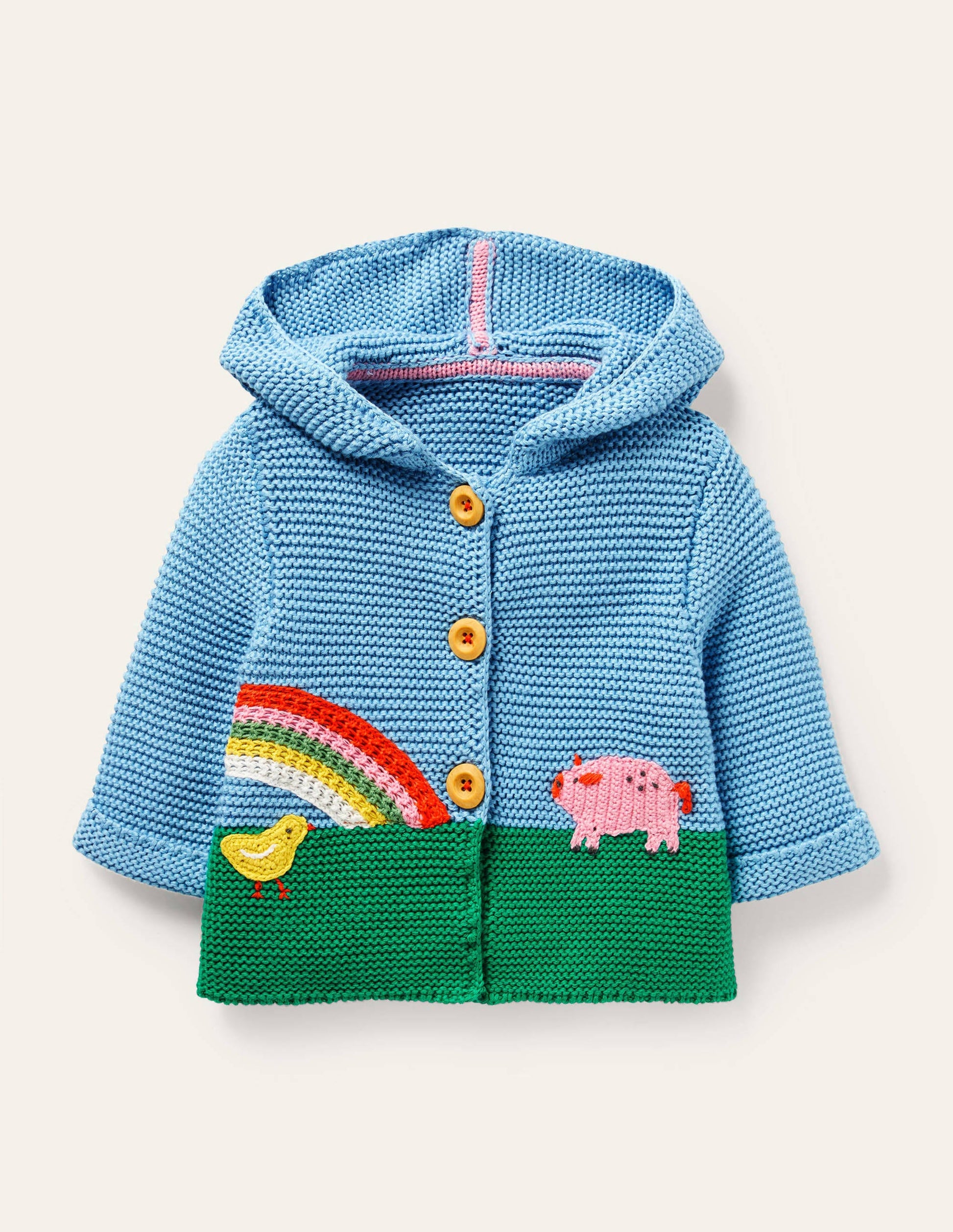 Rainbow Scene Knitted Jacket-Aqua-1
