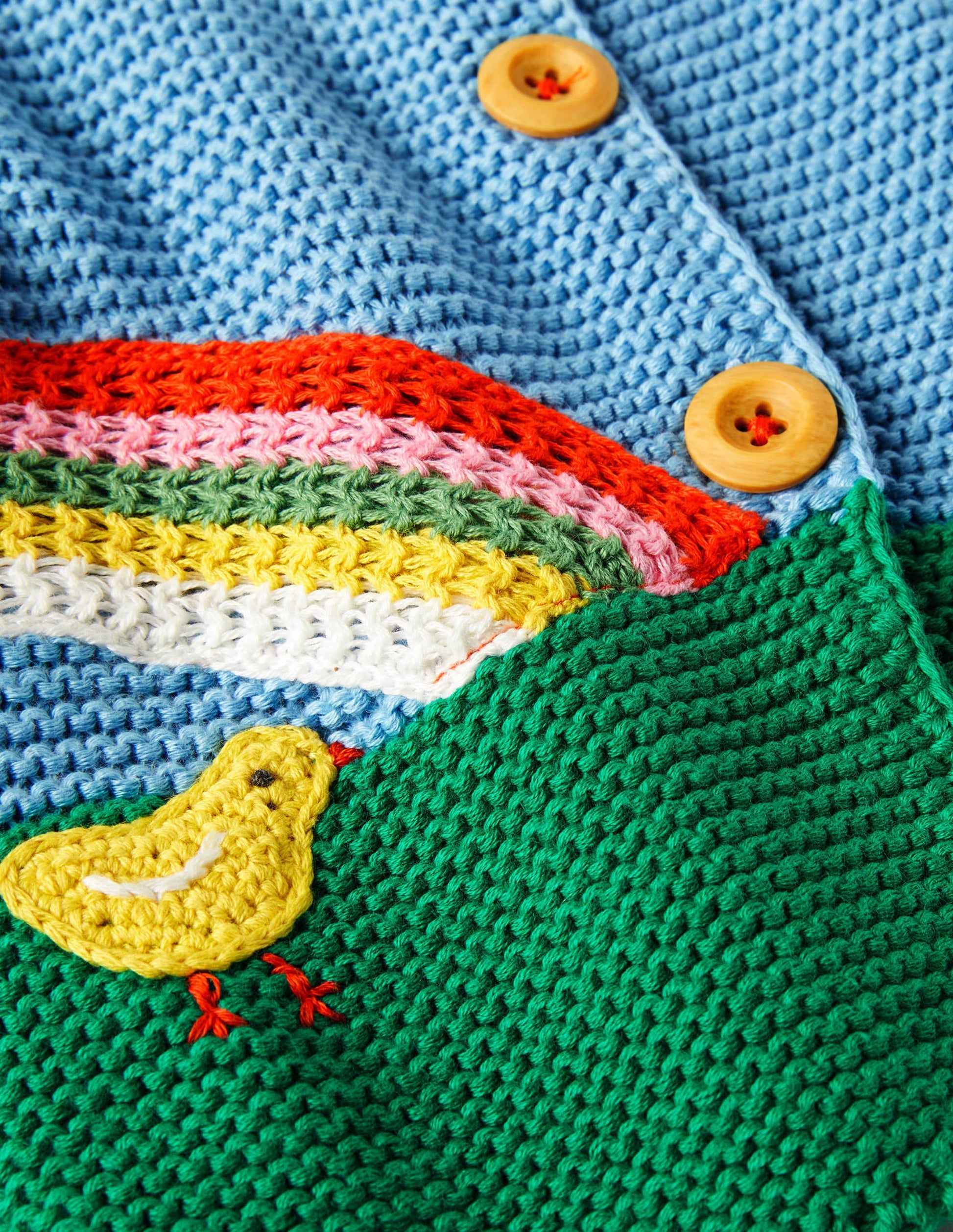 Rainbow Scene Knitted Jacket-Aqua-3