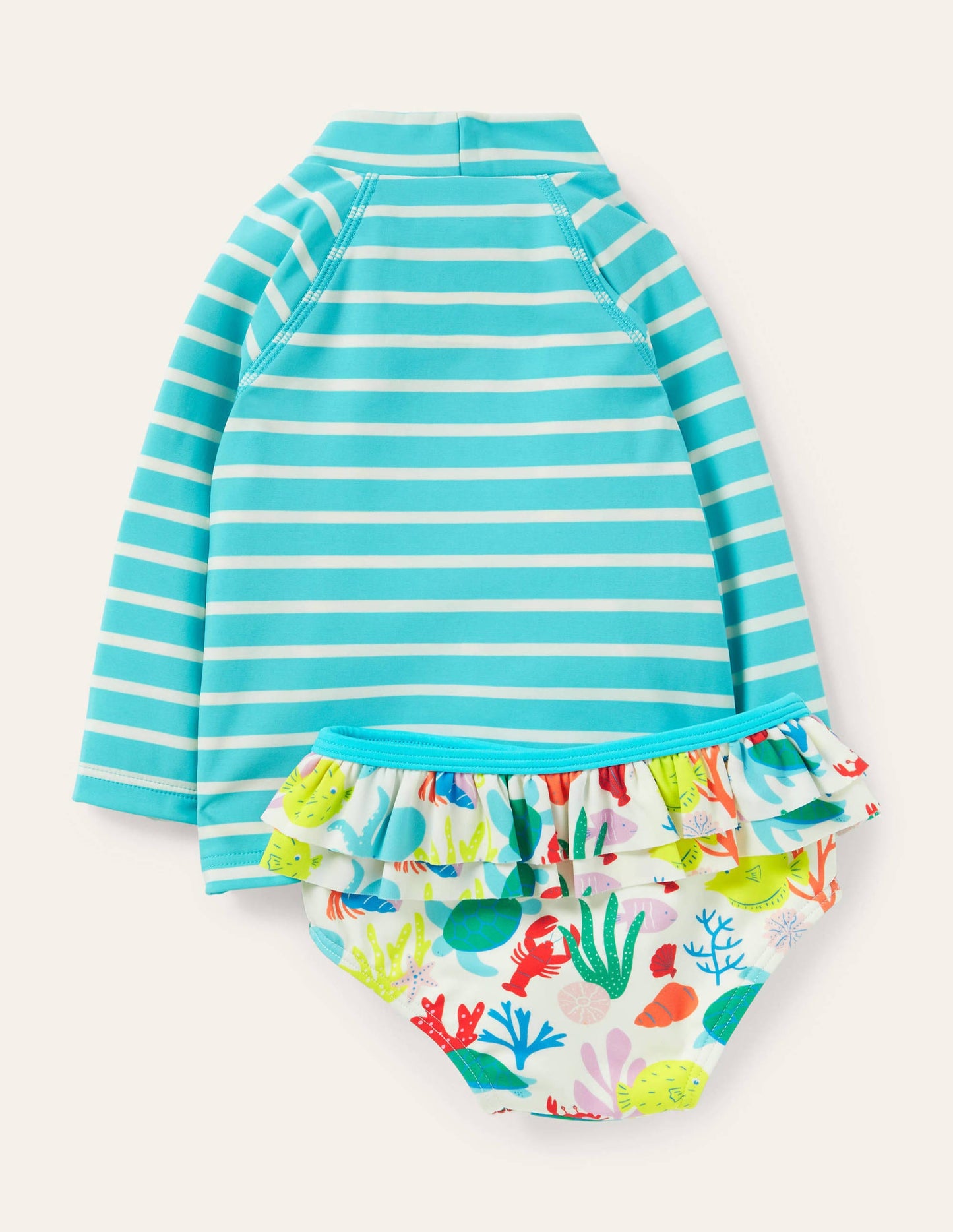 Badeset mit USF-Langarmshirt-Meerblau, Fische