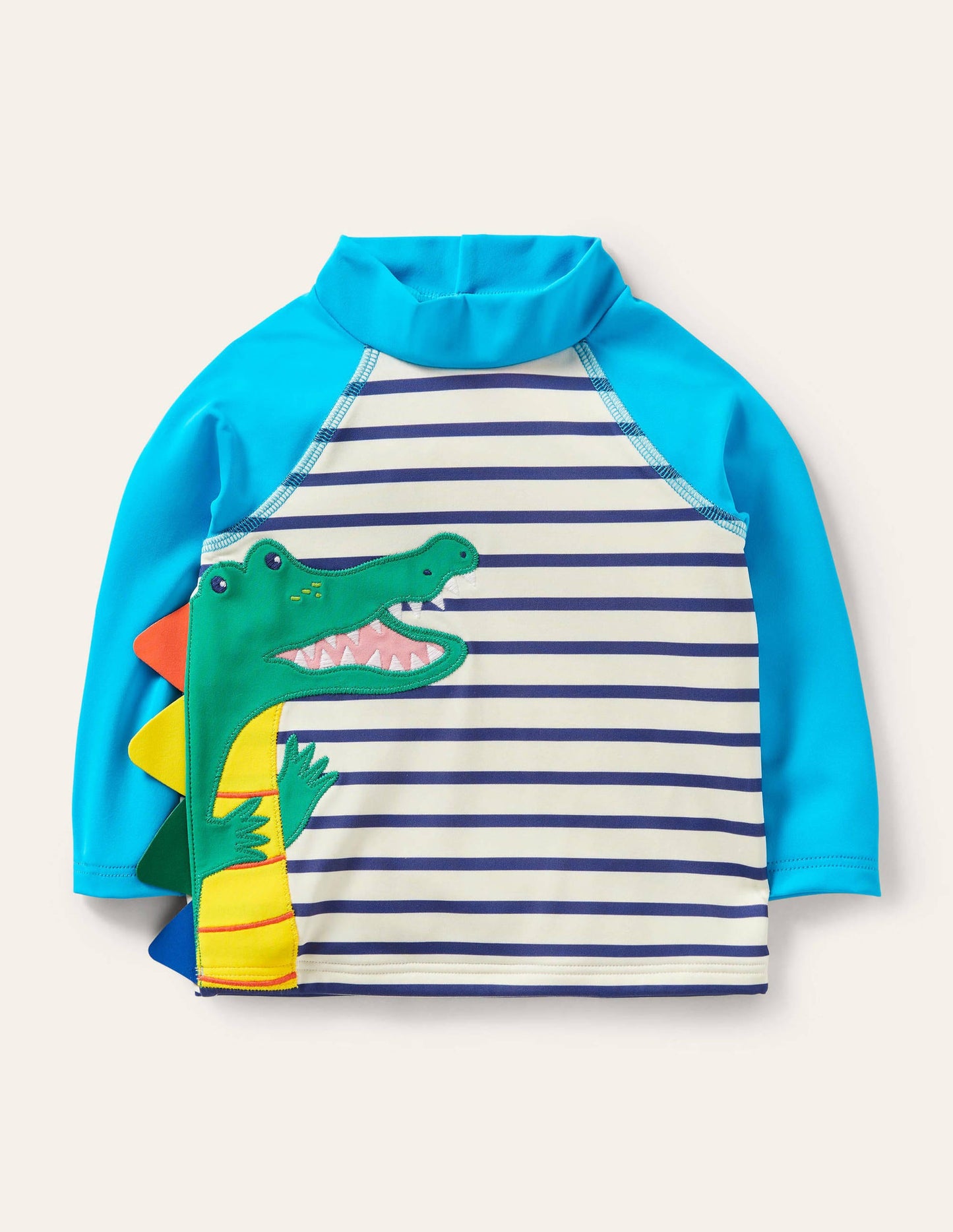 Badeshirt-Naturweiß/Segelblau, Krokodil