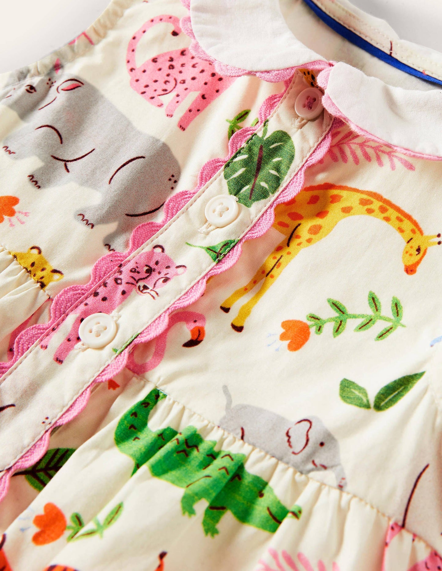 Ärmelloses Kleid mit Kragen-Naturweiß, Dschungel
