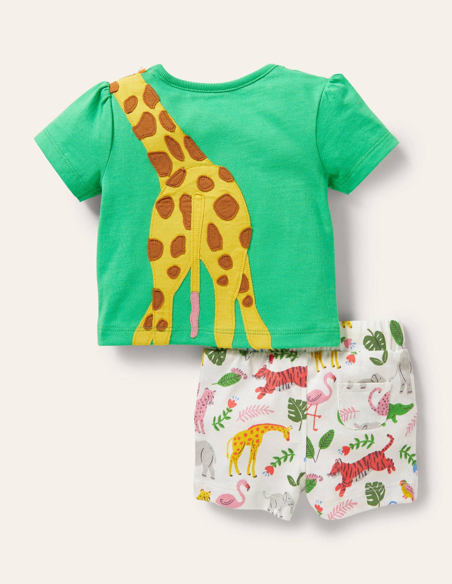 Appliziertes Spielset mit Shorts-Grün, Giraffe