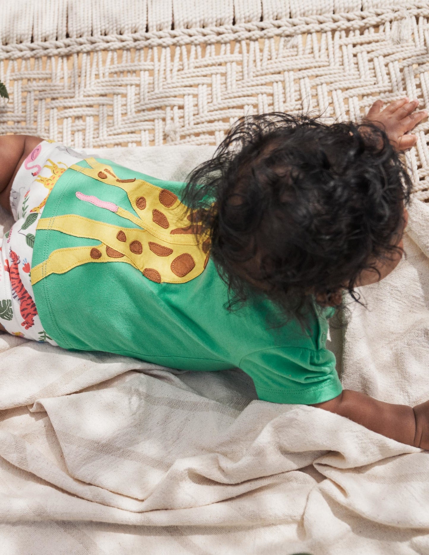 Appliziertes Spielset mit Shorts-Grün, Giraffe