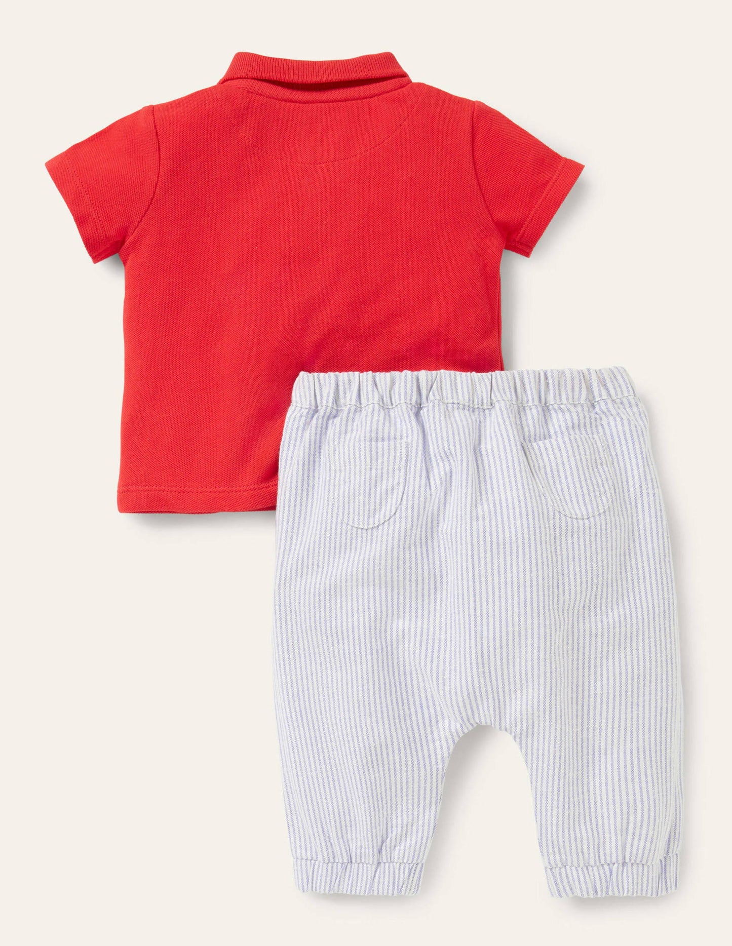 Piqué-Poloshirt und Hose im Set-Erdbeerkuchenrot, Elefant