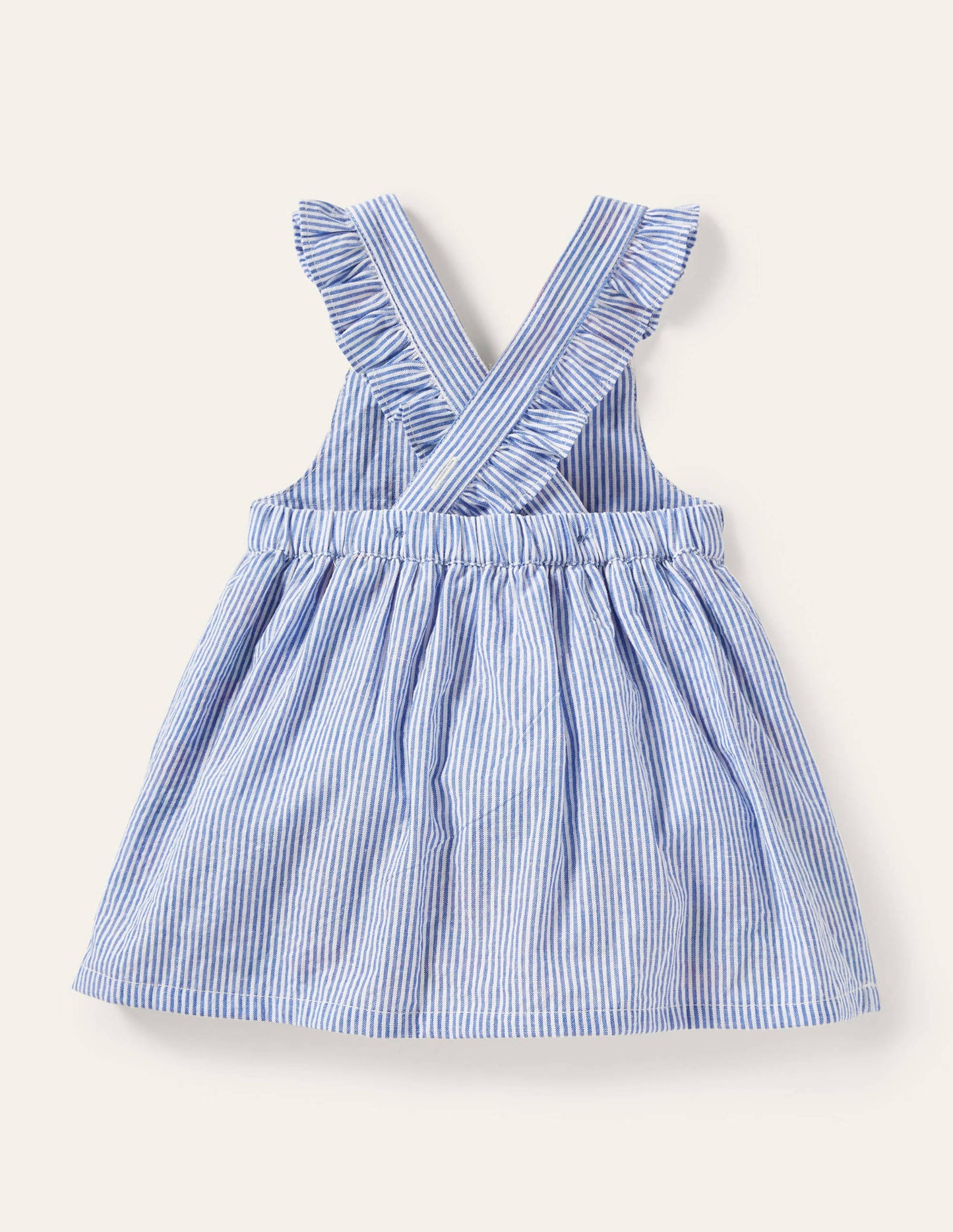 Webkleid mit Applikation-Naturweiß/Glockenblumenblau, Flamingo