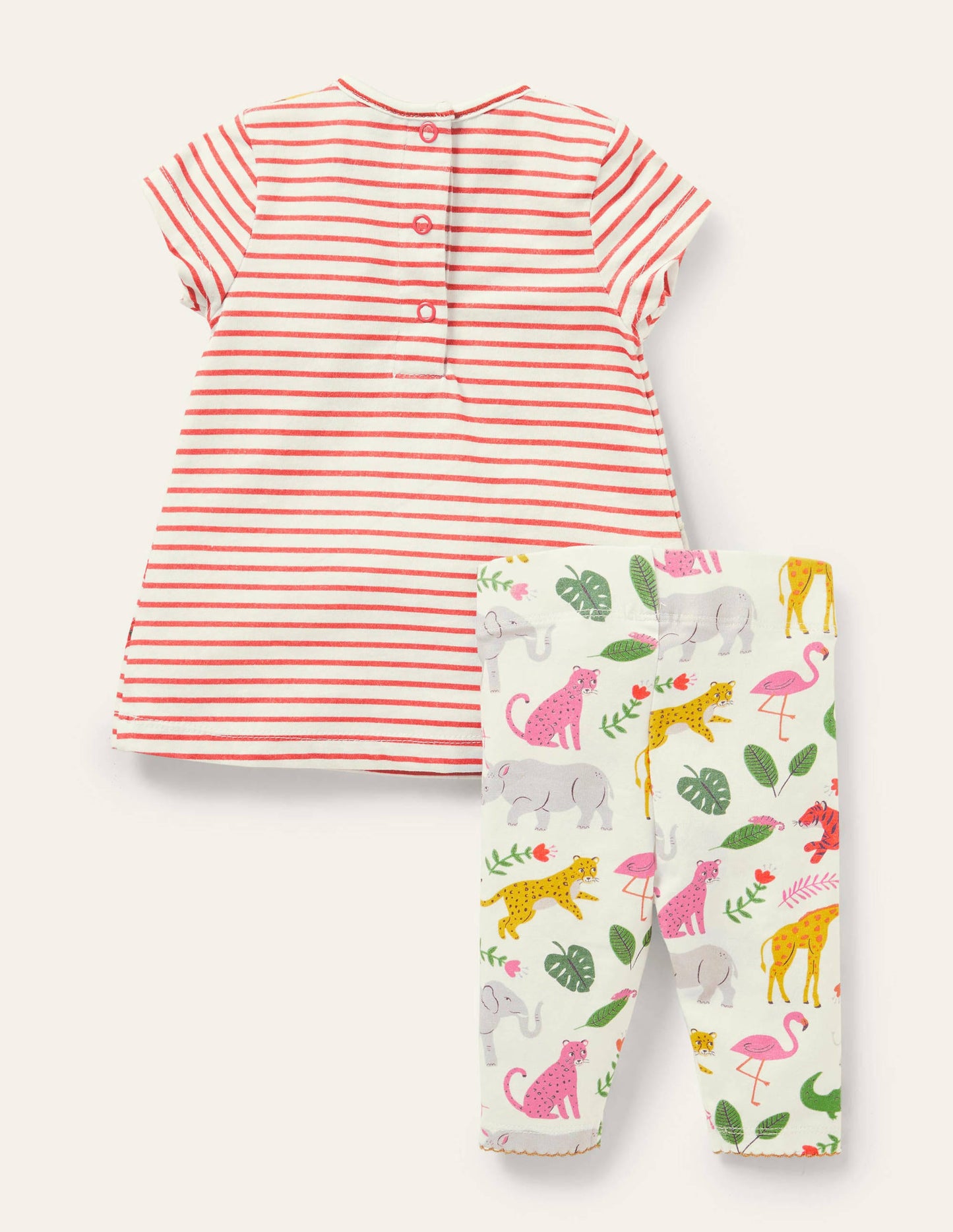 Spielset mit Kleid und Leggings-Rot/Naturweiß, Dschungeltiere