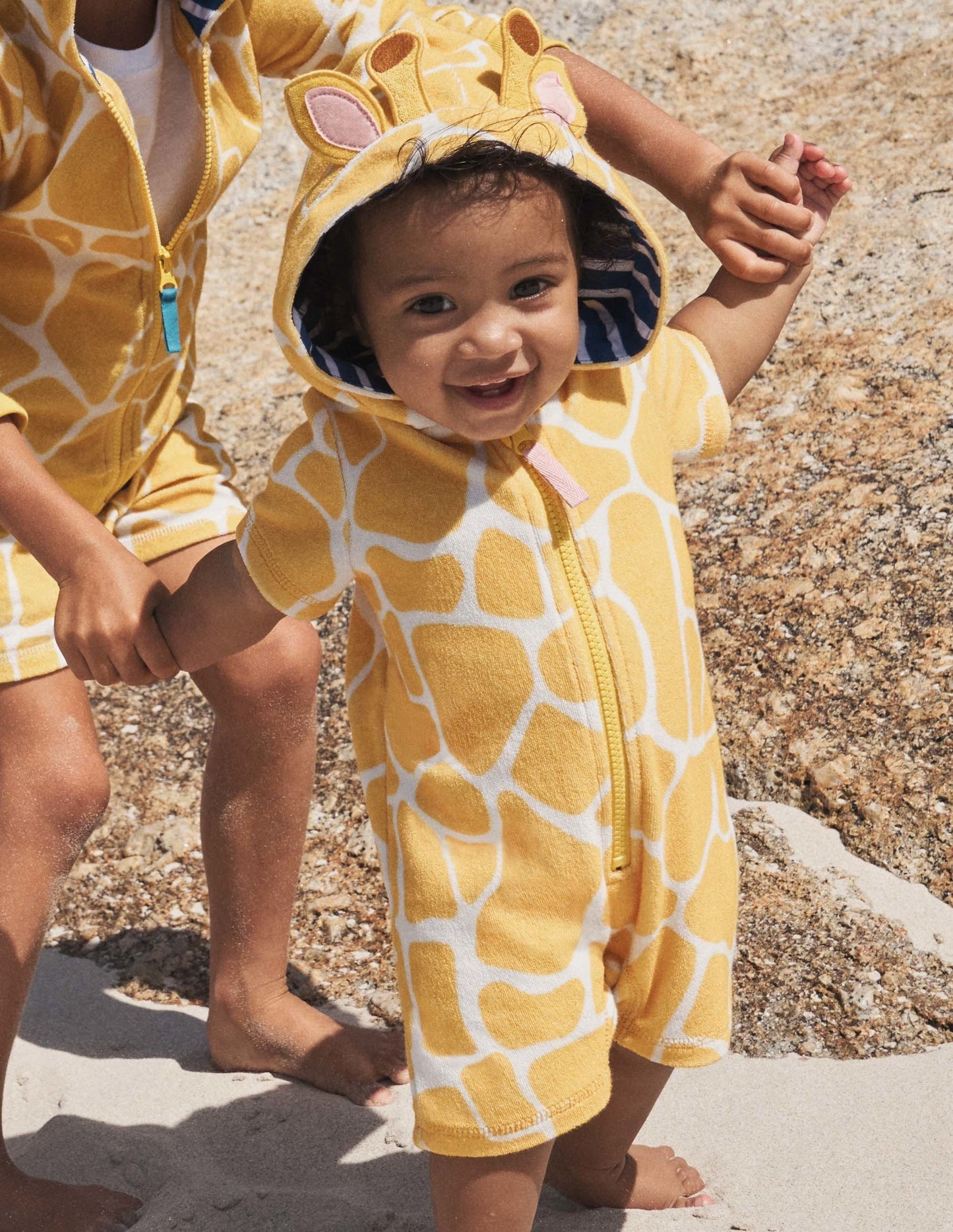 Origineller Frottee-Strampler-Narzissengelb, Giraffe