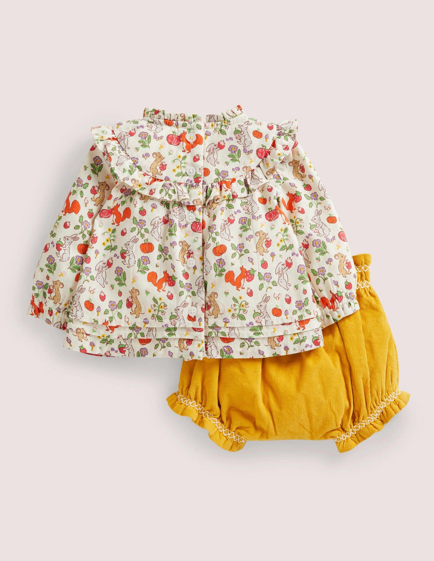 Gemustertes Oberteil mit Pumpshorts-Naturweiß, Waldfreunde
