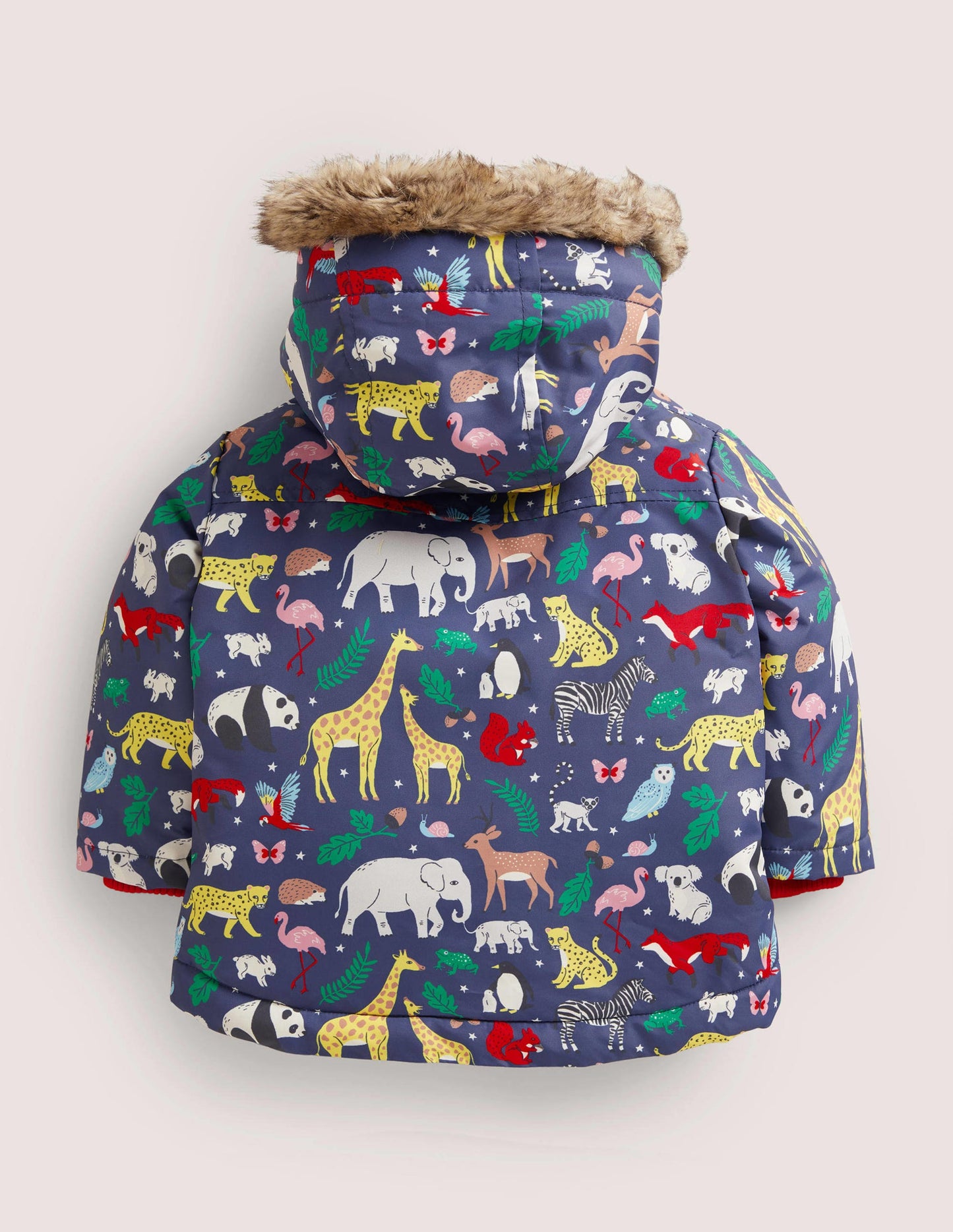 Navy 3-in-1 Animal Print Hooded Coat-Navy, Bunte Tiere