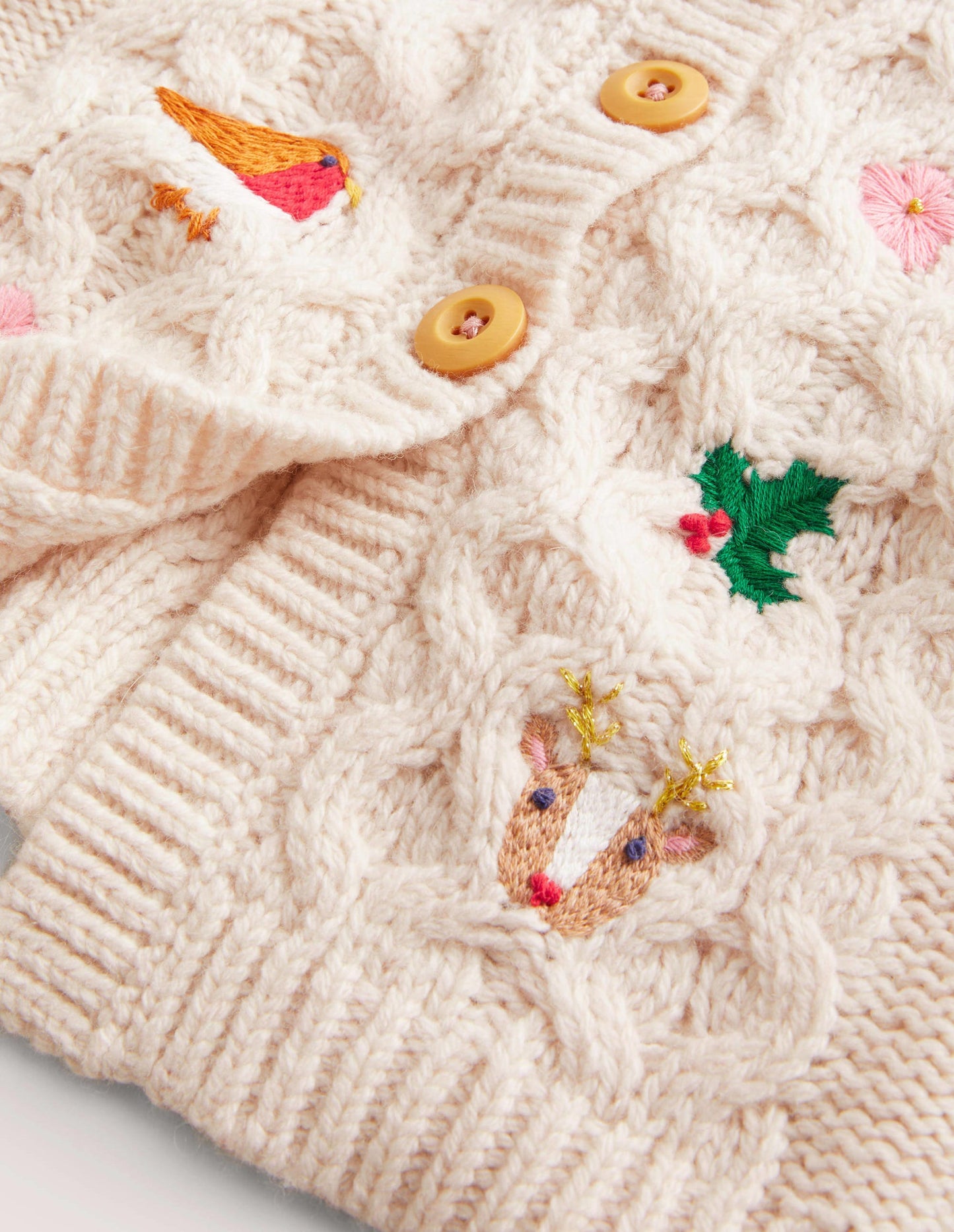 Cardigan mit Zopfstrickmuster-Ecru