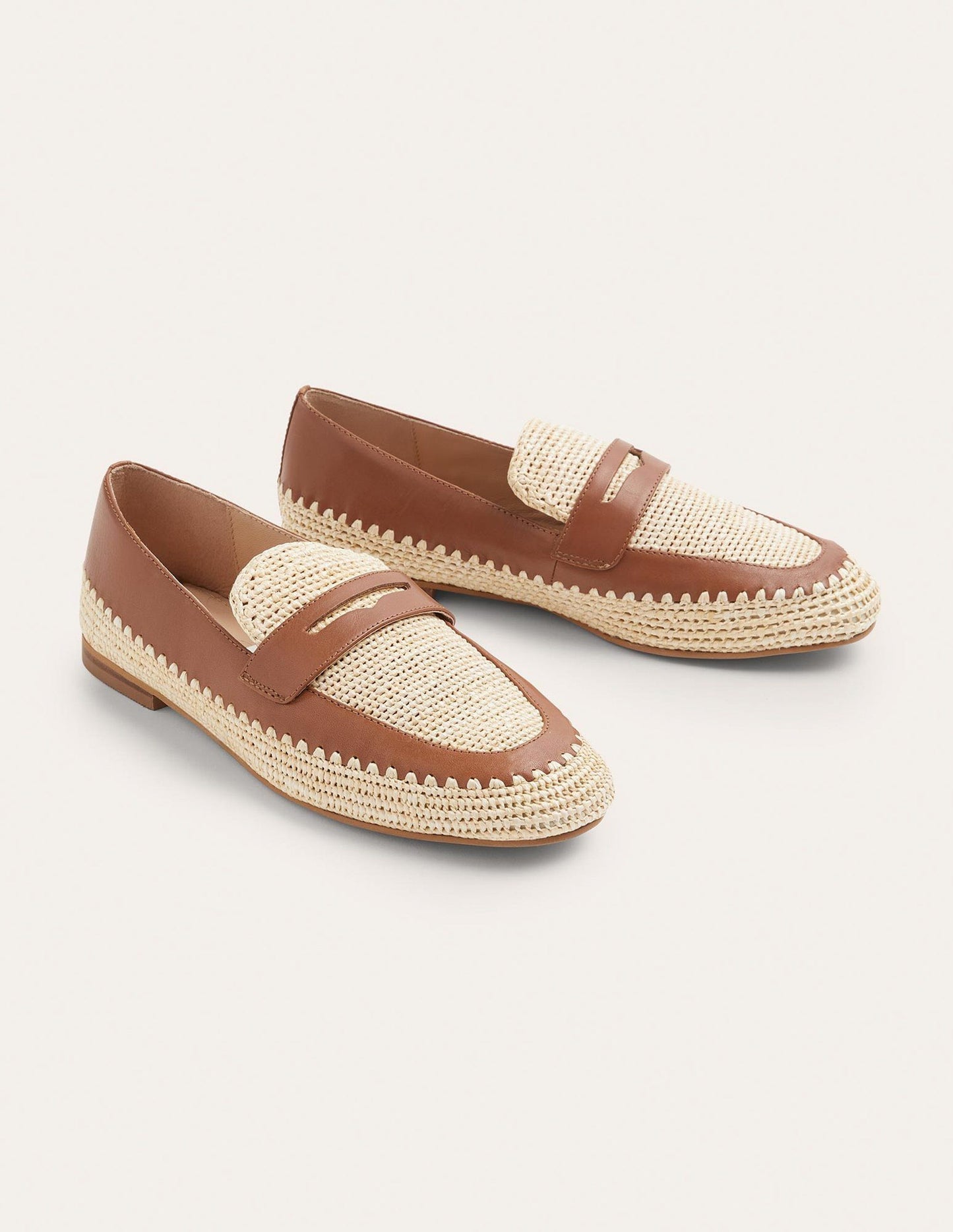 Lydia Loafer mit Bastdetail-Hellbraun