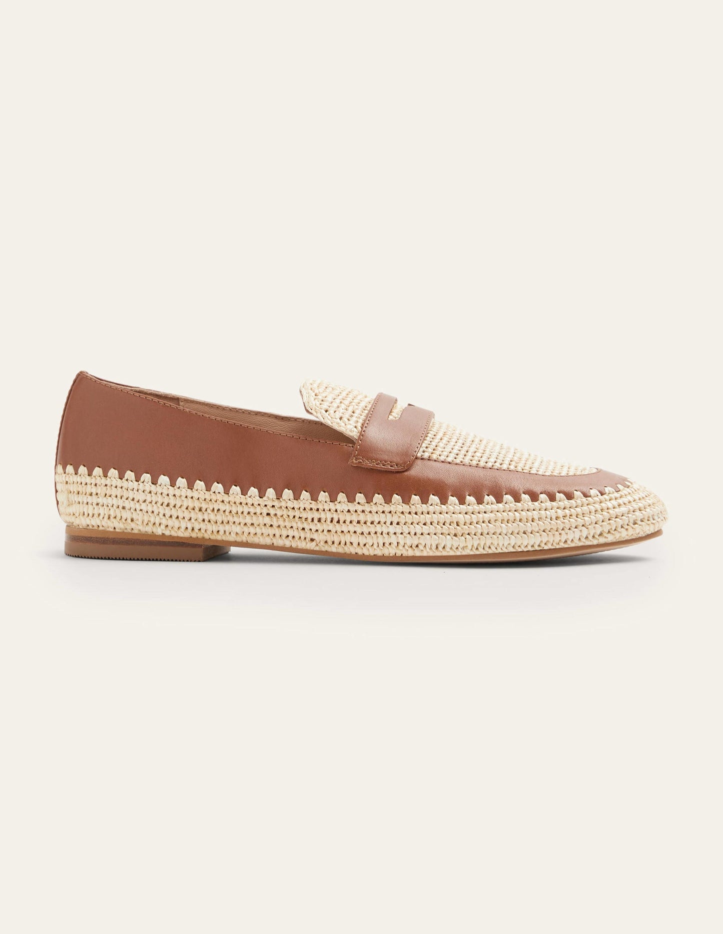 Lydia Loafer mit Bastdetail-Hellbraun