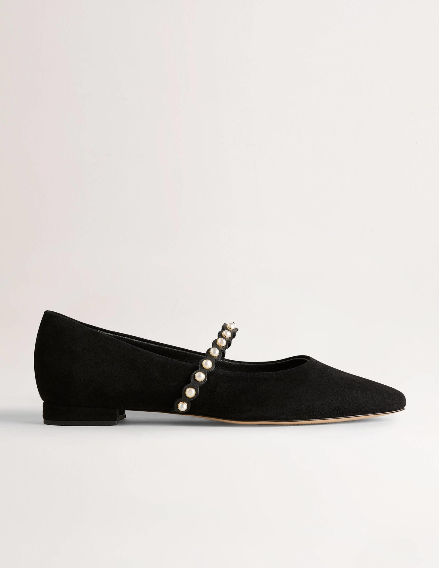 Ballerinas mit Perlenriemen-Schwarz