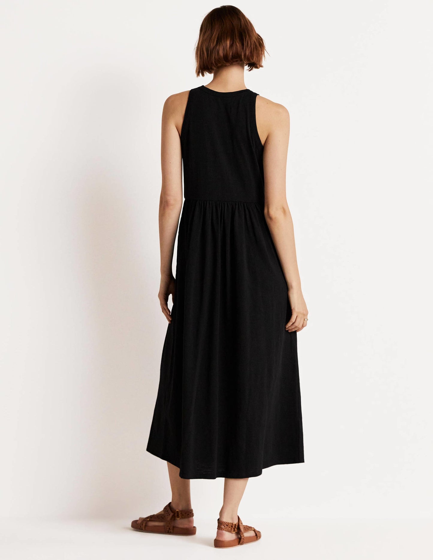 Ärmelloses Jersey-Midikleid-Schwarz