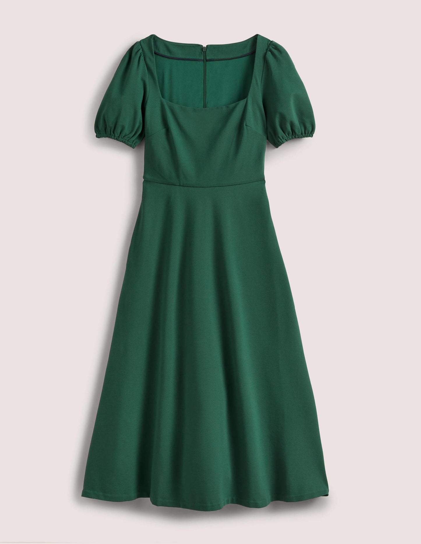 Robe midi en jersey à manches courtes-Vert chasseur