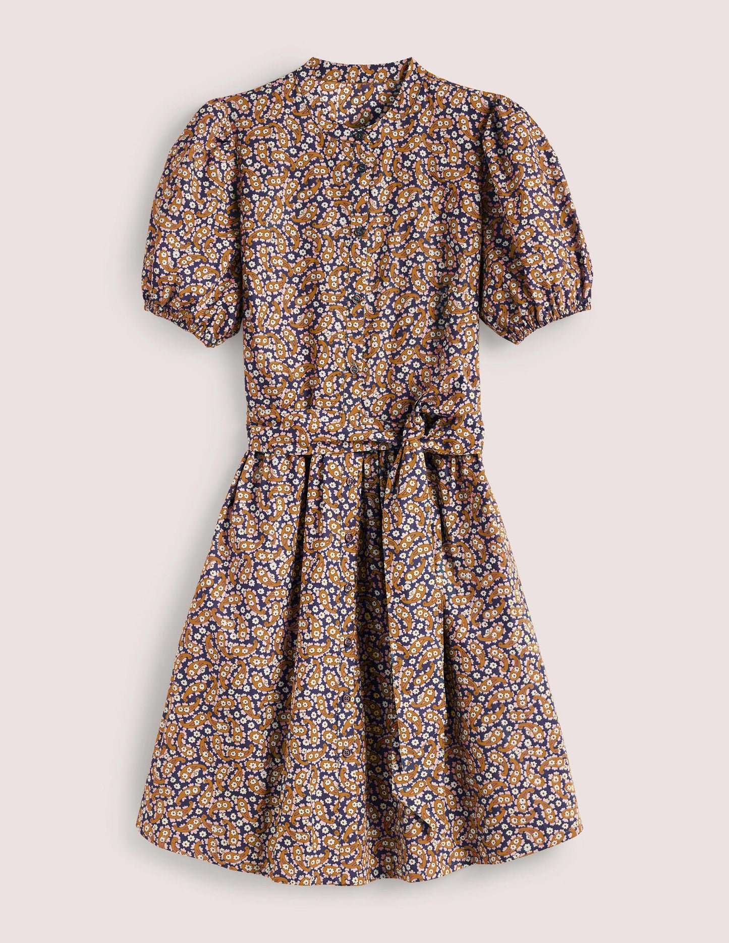 Hemdblusenkleid mit Stufen-Citronella, Blütenblätter-Paisleymuster