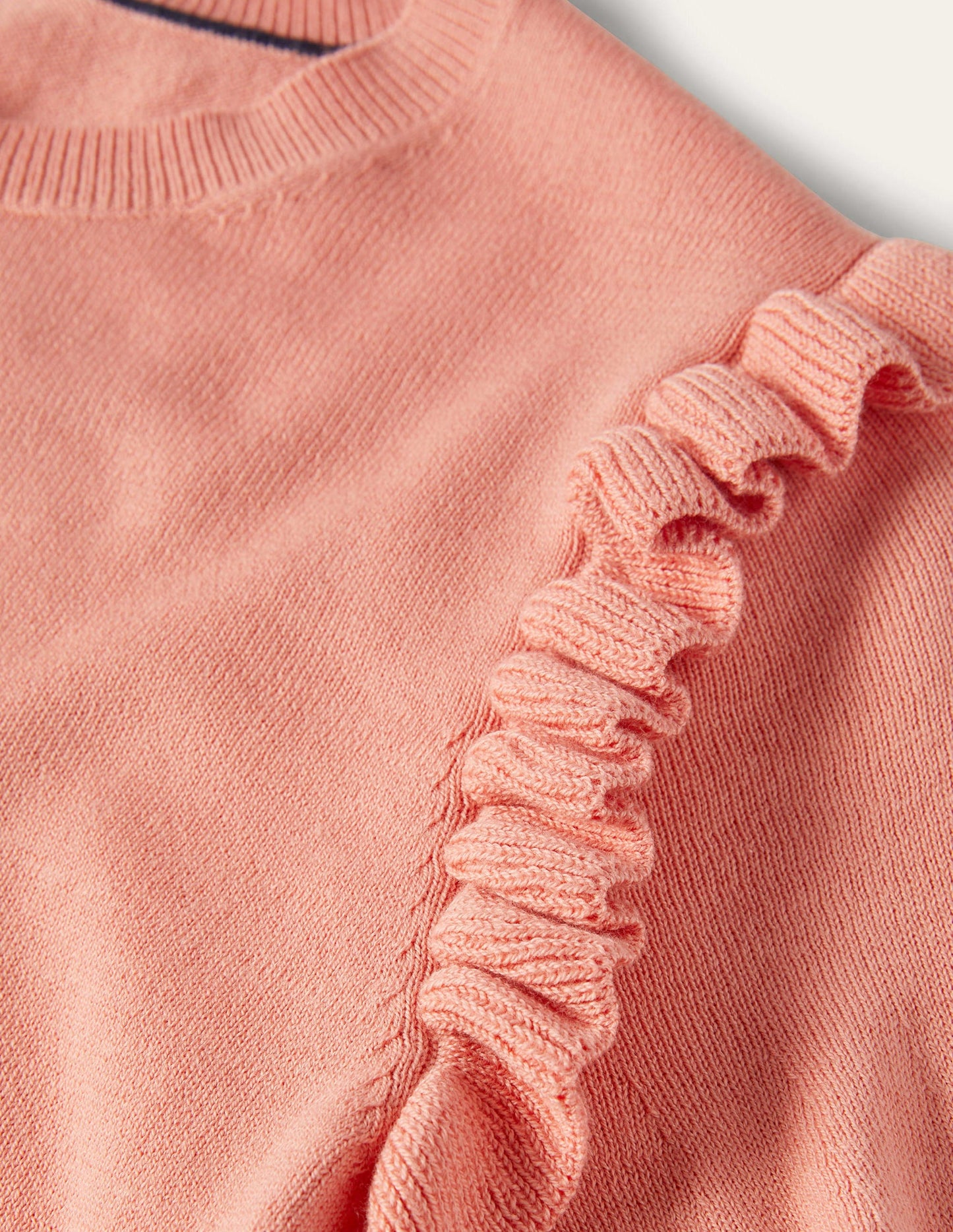 Frill Shoulder Cotton Cardigan-Chalky Coral Pink
