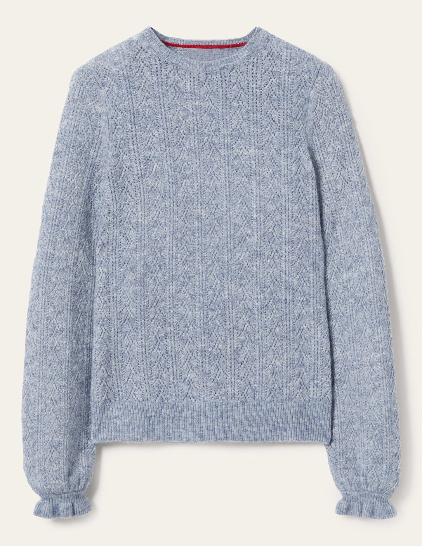 Flauschiger Pointelle-Pullover-Offiziersblau Melange