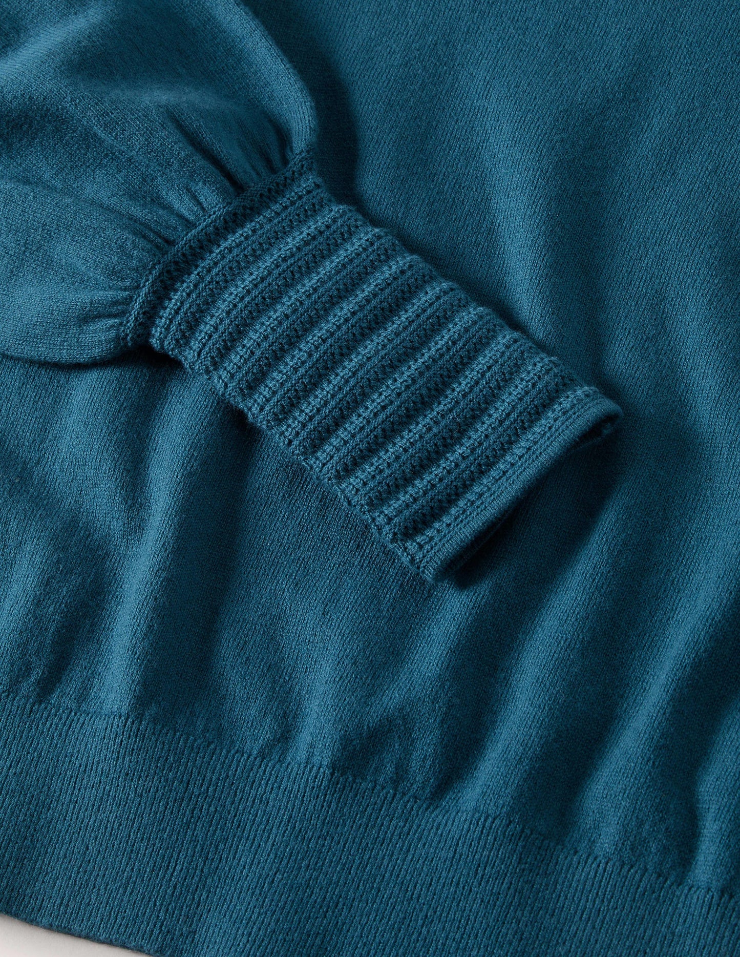 Pointelle-Pullover mit Detail-Dunkles Petrol