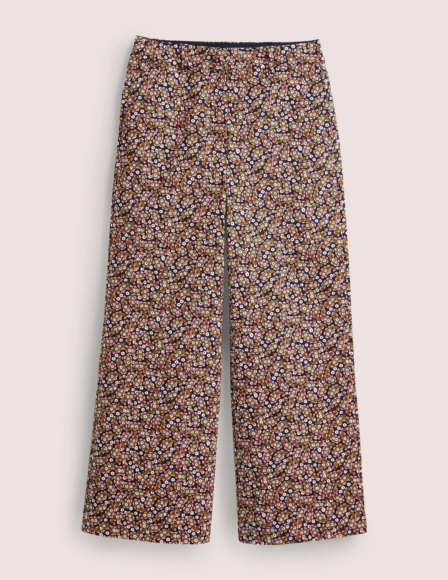 Richmond Hose mit hoher Taille-Citronella, Blütenblätter-Paisleymuster