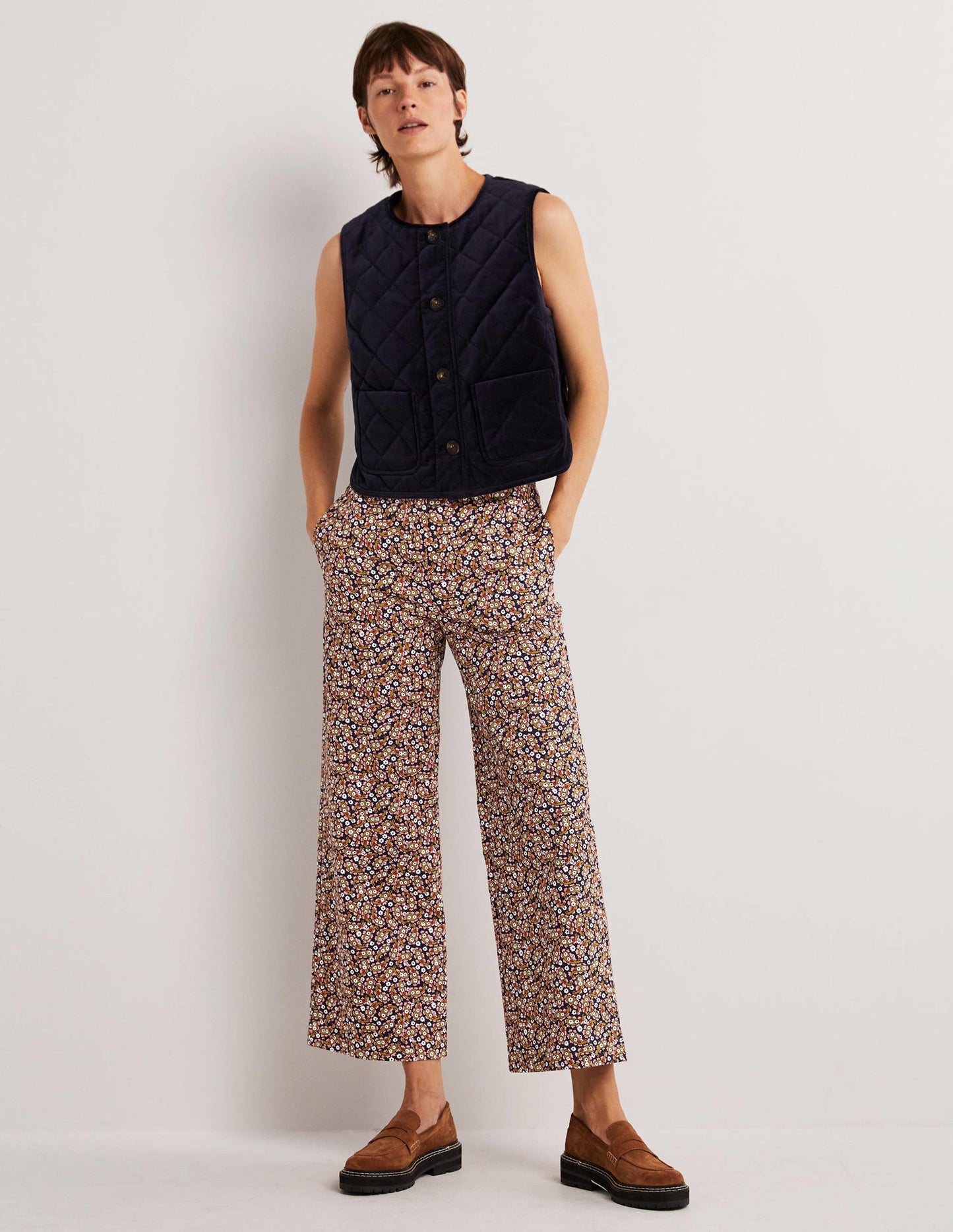 Richmond Hose mit hoher Taille-Citronella, Blütenblätter-Paisleymuster