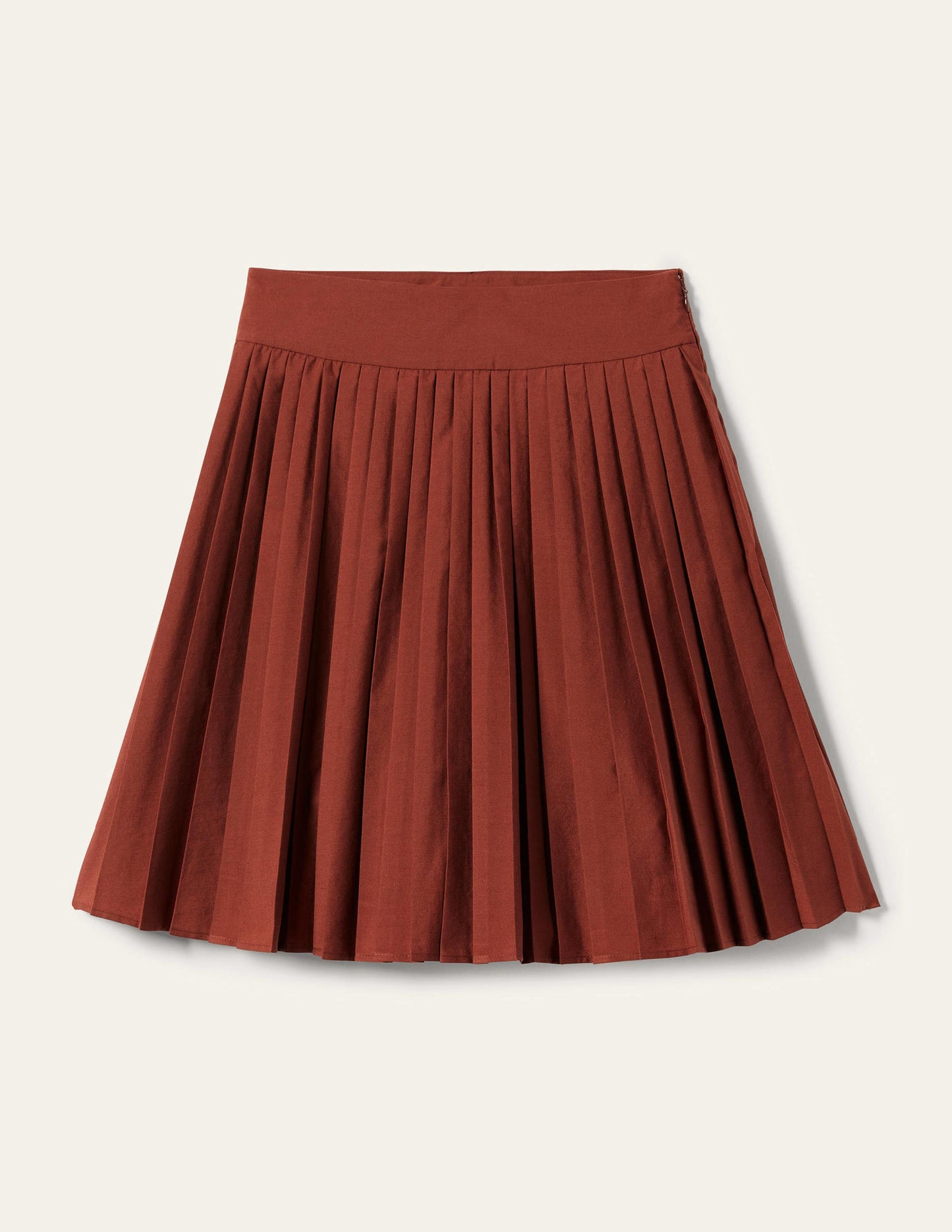 Pleated Cotton Mini Skirt-Red Oak