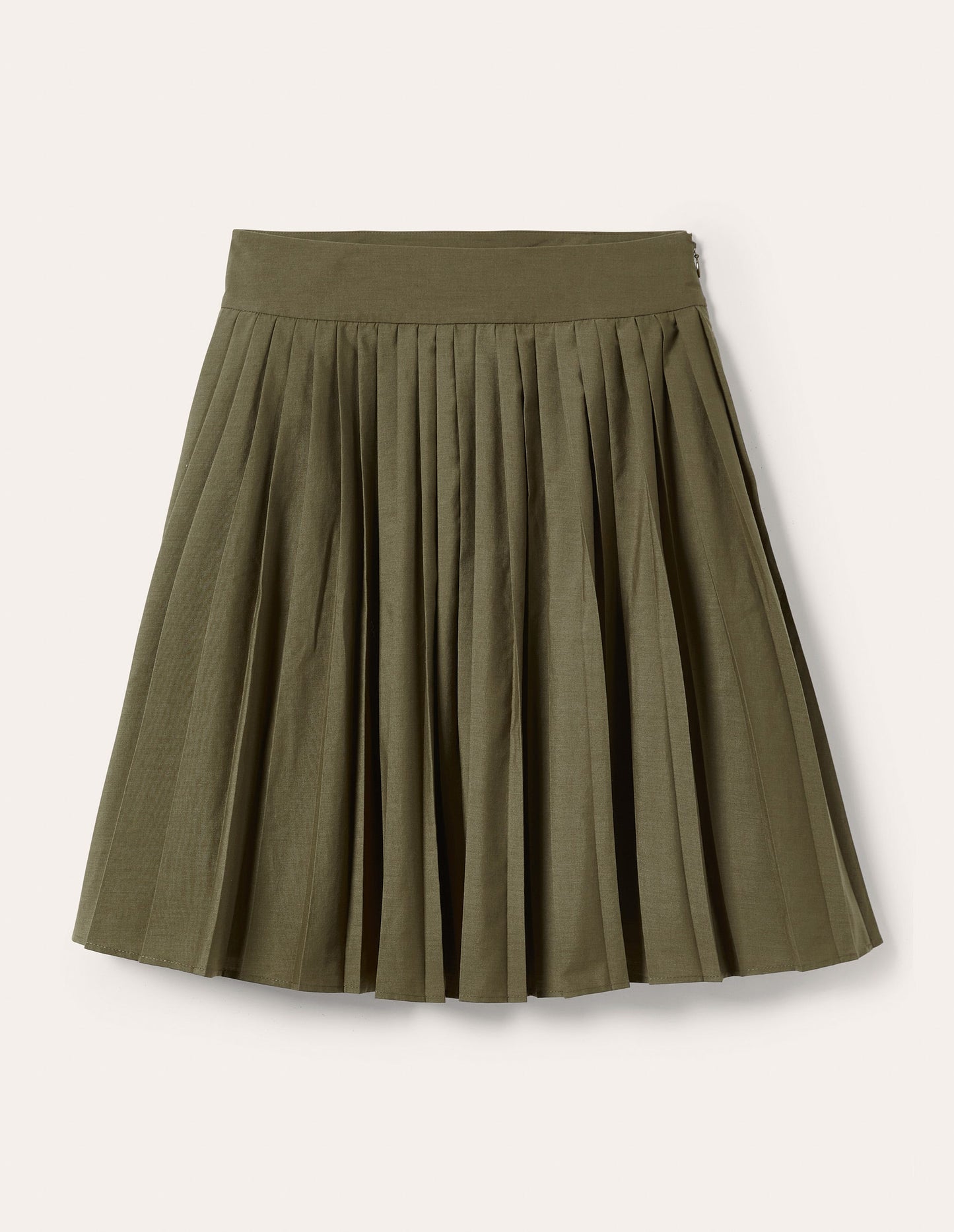 Pleated Cotton Mini Skirt-Oregano Green