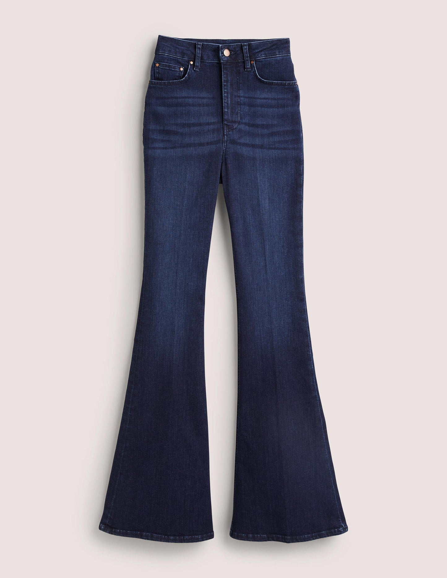 Figurbetonte Jeans mit Schlag und hoher Taille-Dunkles Vintageblau