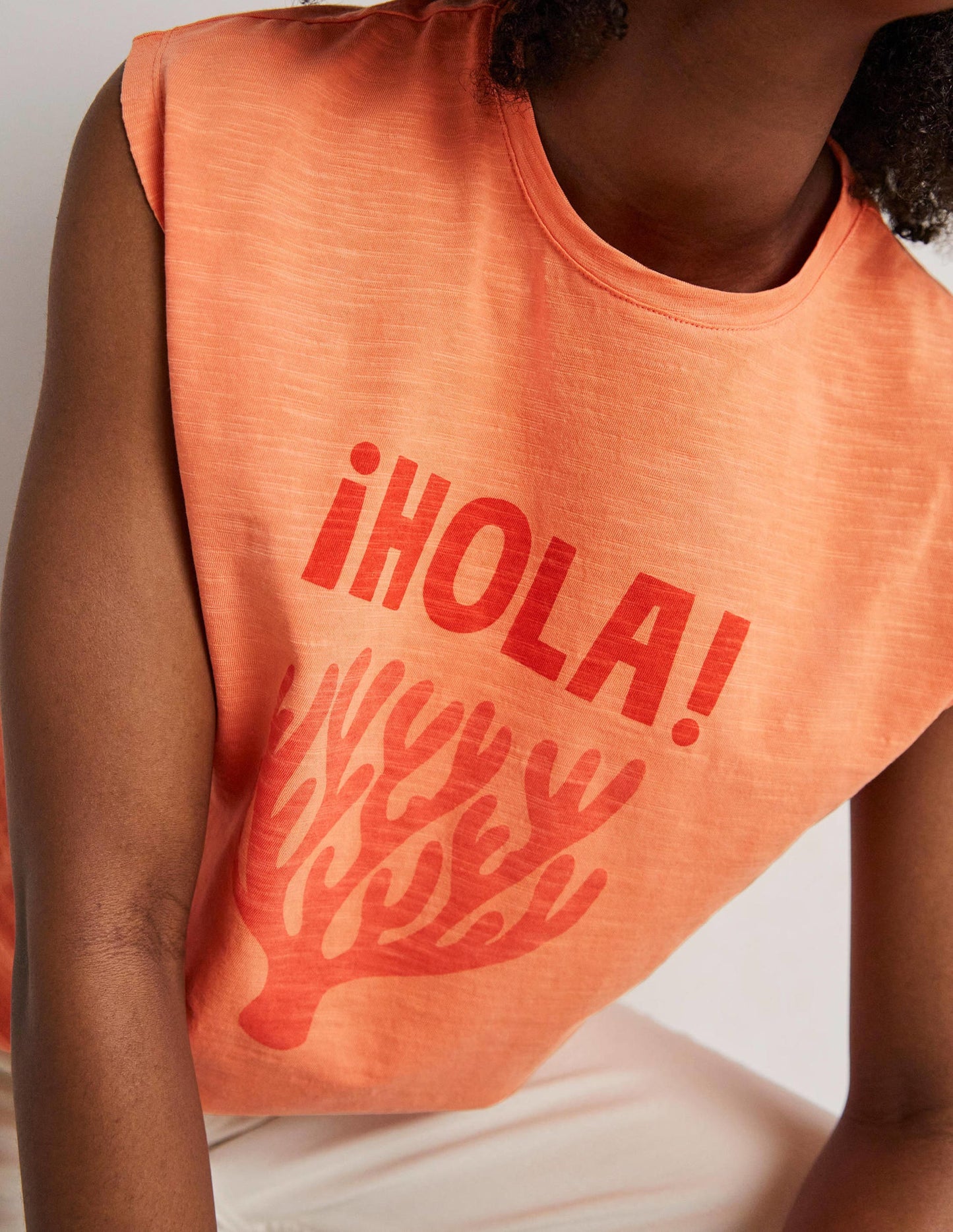 Grown On Sleeve Cotton T-shirt-Dusty Orange