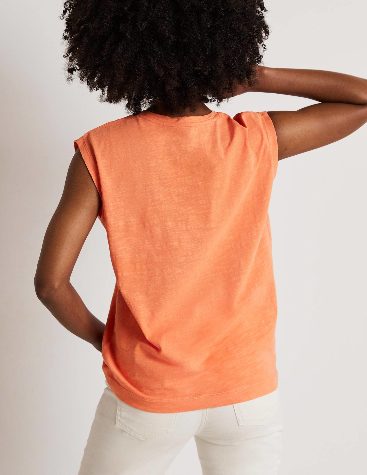 Grown On Sleeve Cotton T-shirt-Dusty Orange