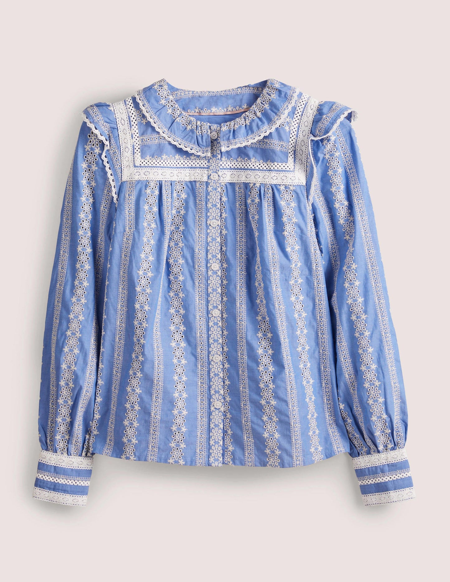 Bluse mit Häkelborte-Faux-Uni